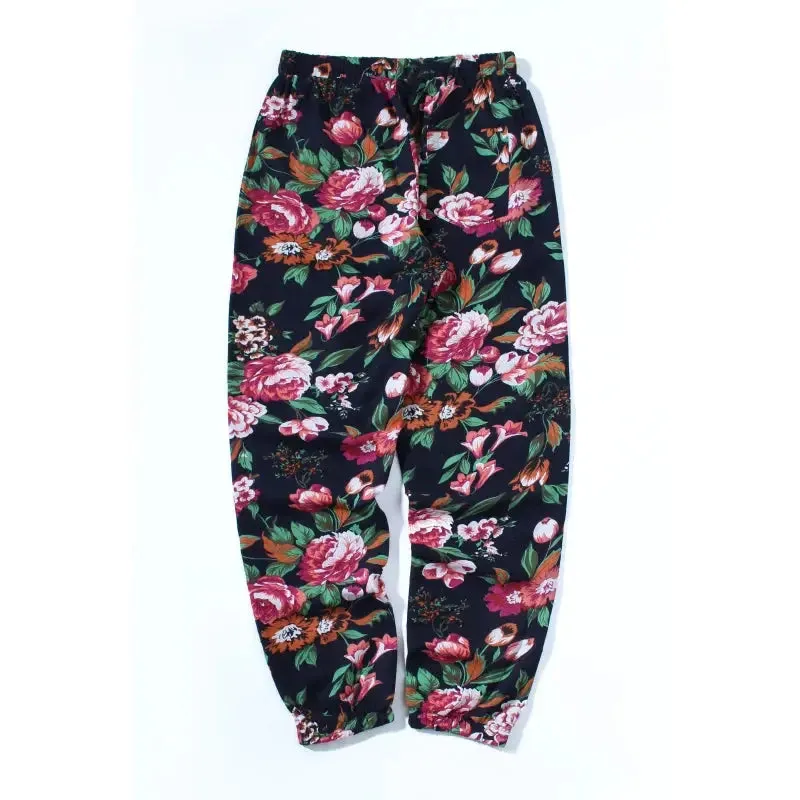 2024 New Fashion Summer Spring Autumn Men Floral Print Joggers Male Casual Summer Pants Mens Sweatpants Linen Pants Men Trouser