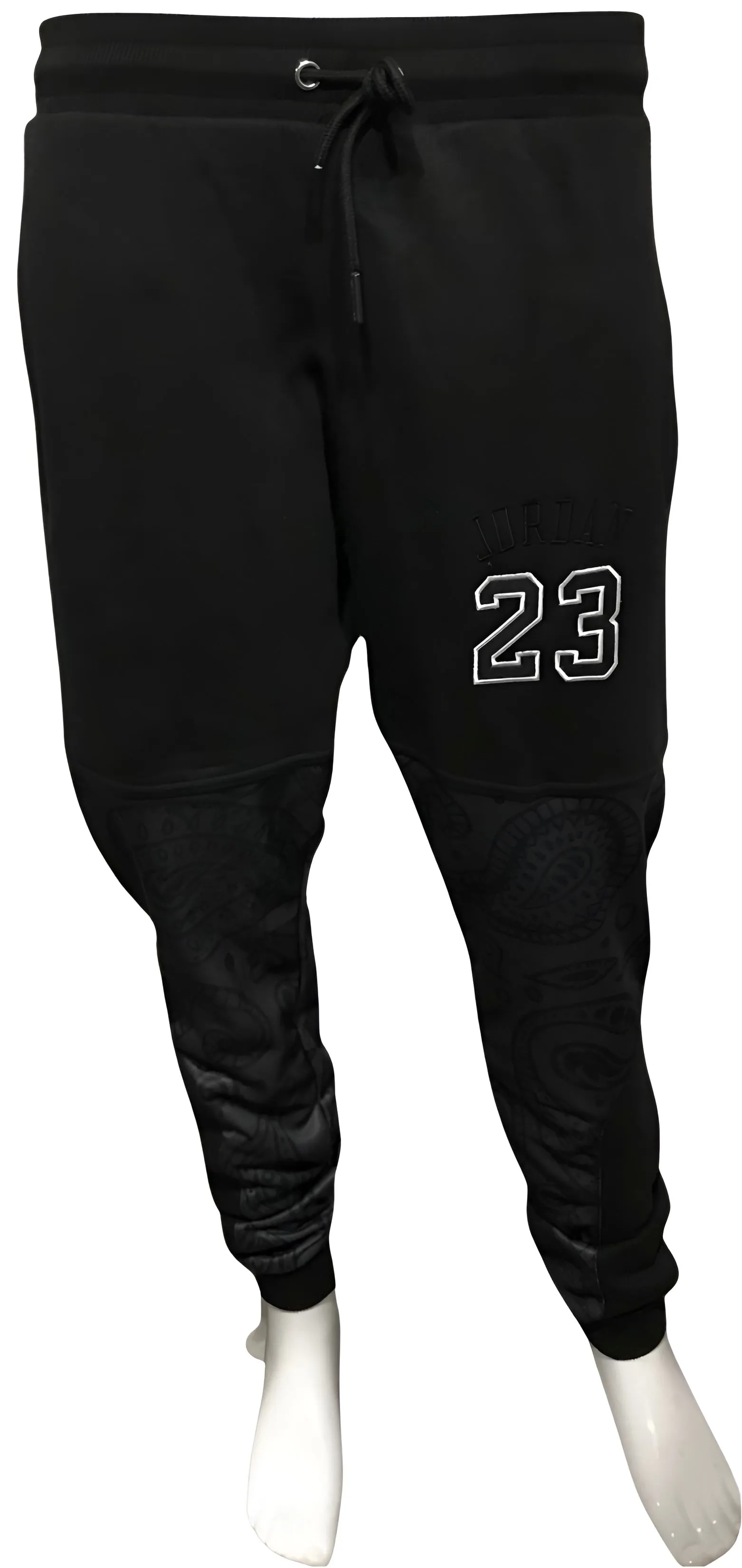 ^23 TRIPLE BLACK^ LUXURY BANDANA JOGGER SWEATPANTS (CUT & SEW)(EMBROIDERED LOGOS)