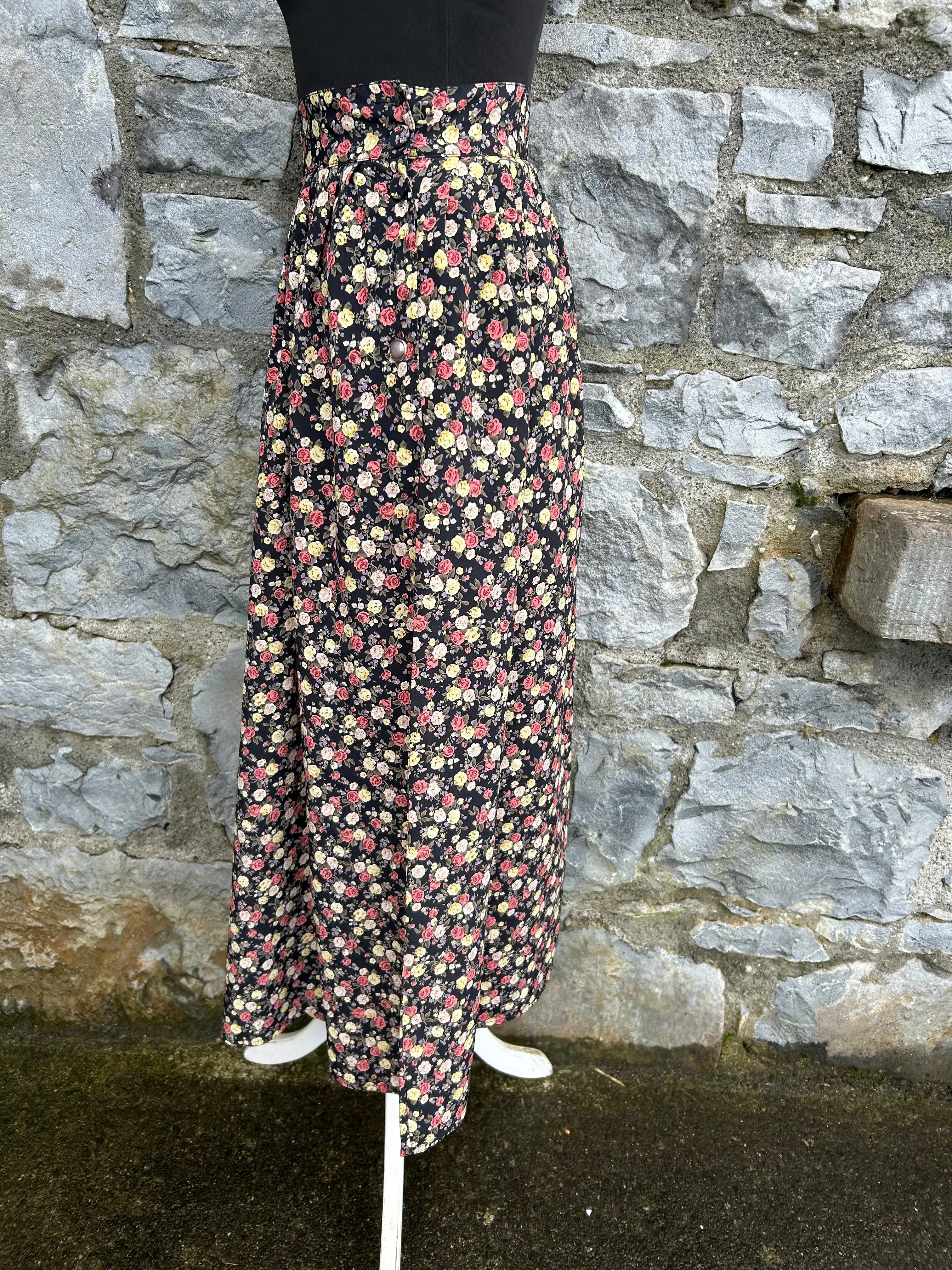 80s roses midi skirt uk 6