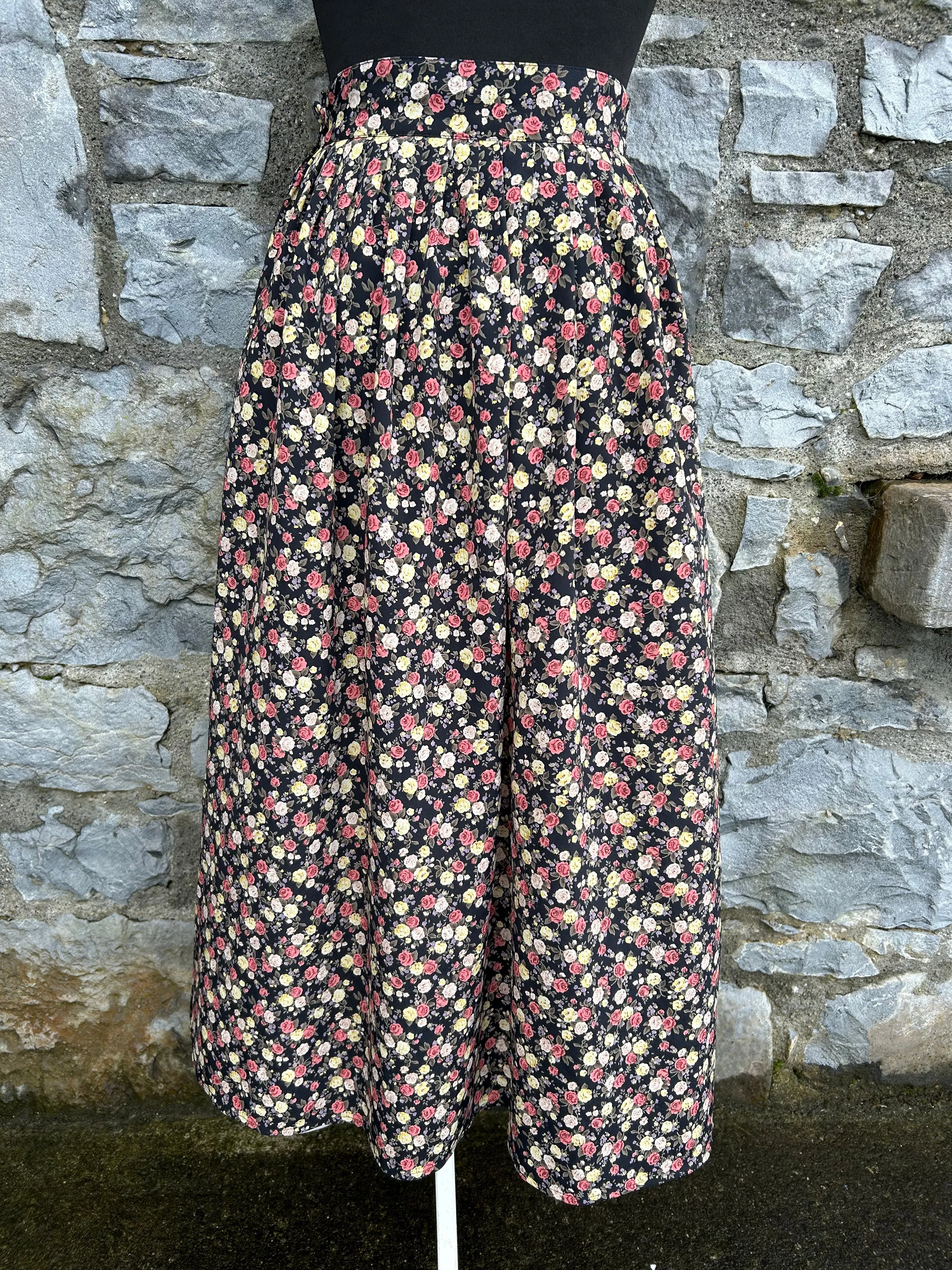 80s roses midi skirt uk 6