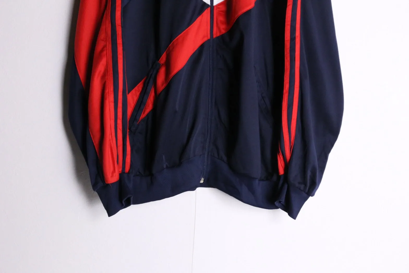 80‘s~”adidas“white×red×navy back print track jacket