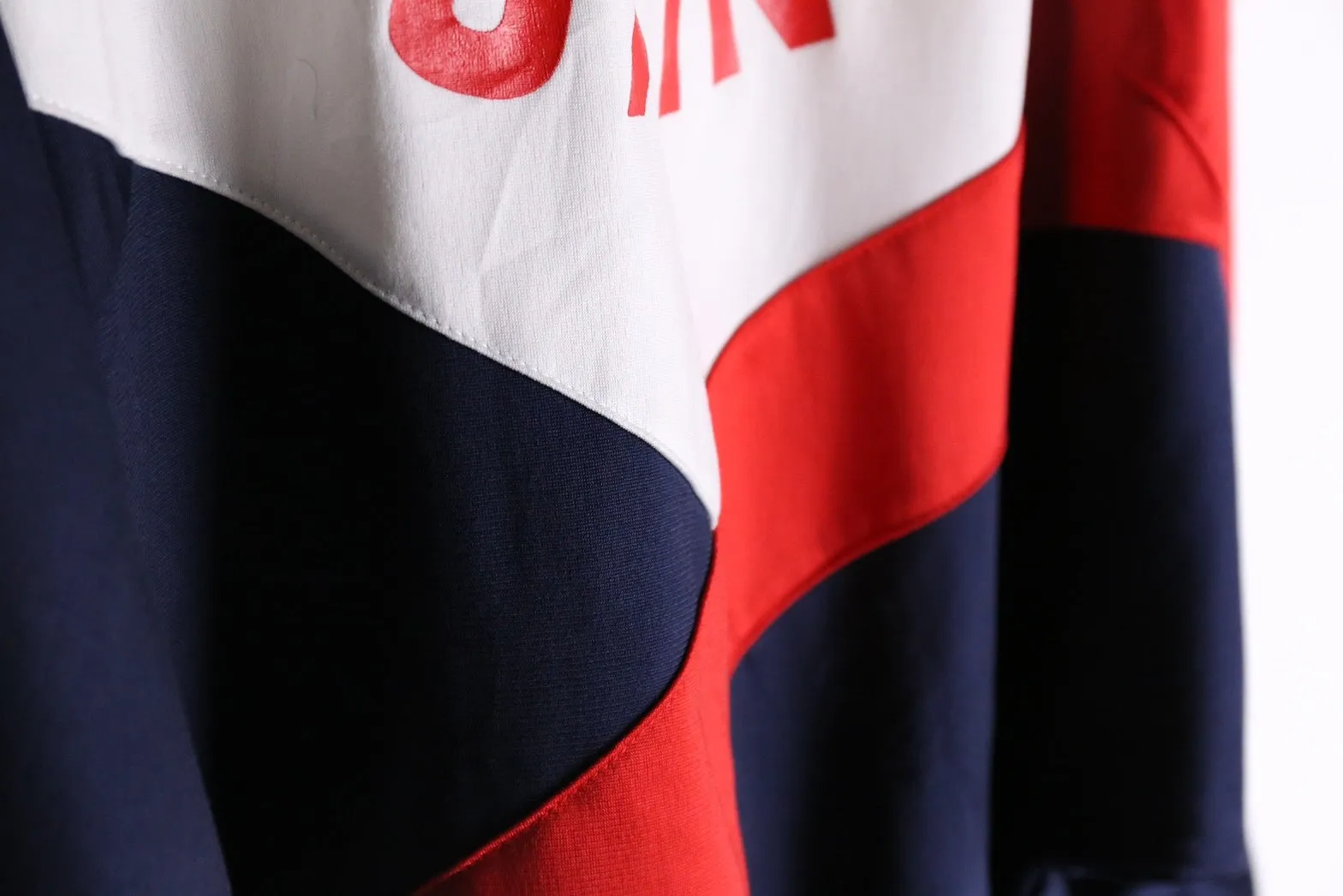 80‘s~”adidas“white×red×navy back print track jacket