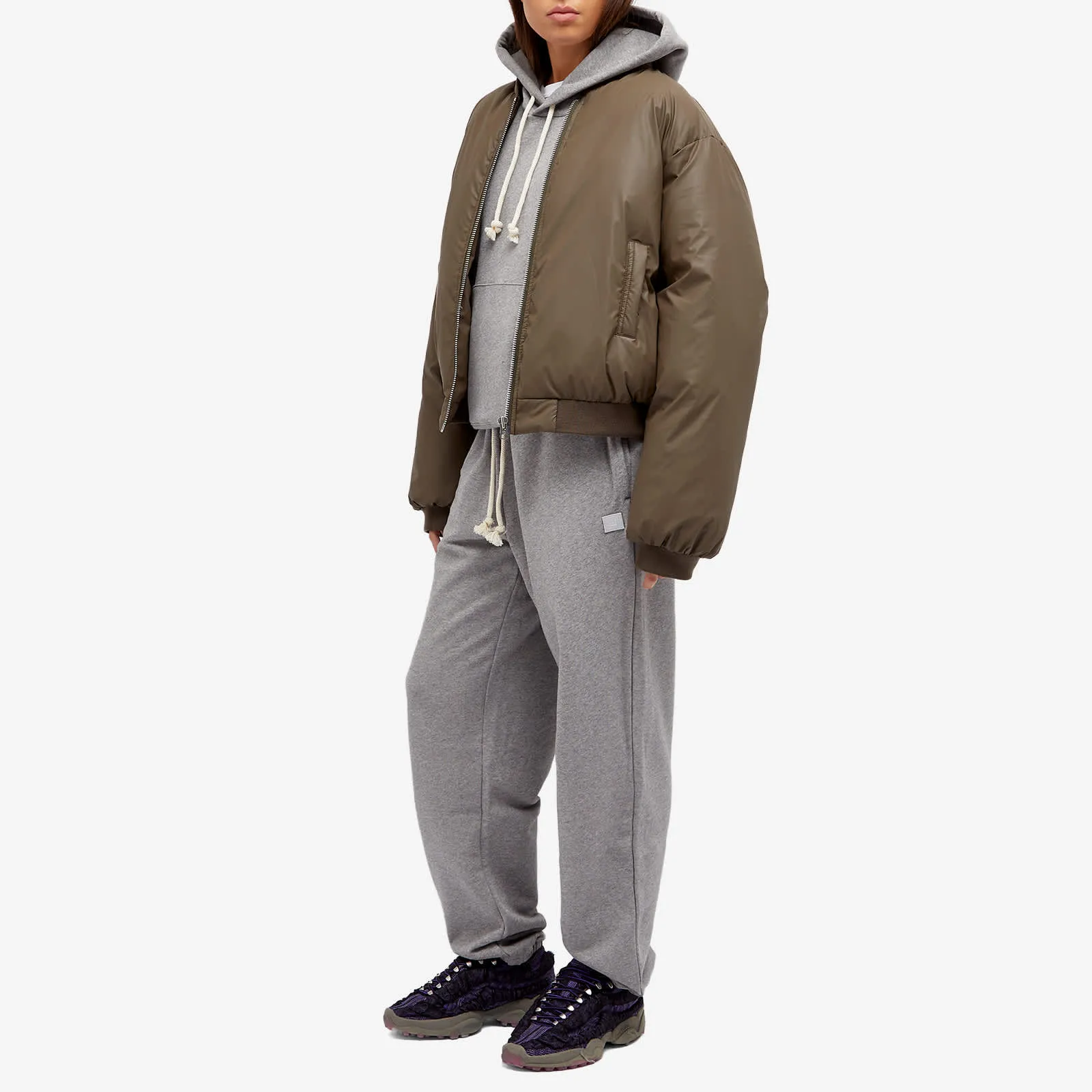 Acne Studios Frack Face Track Pants, Light Gray Melange