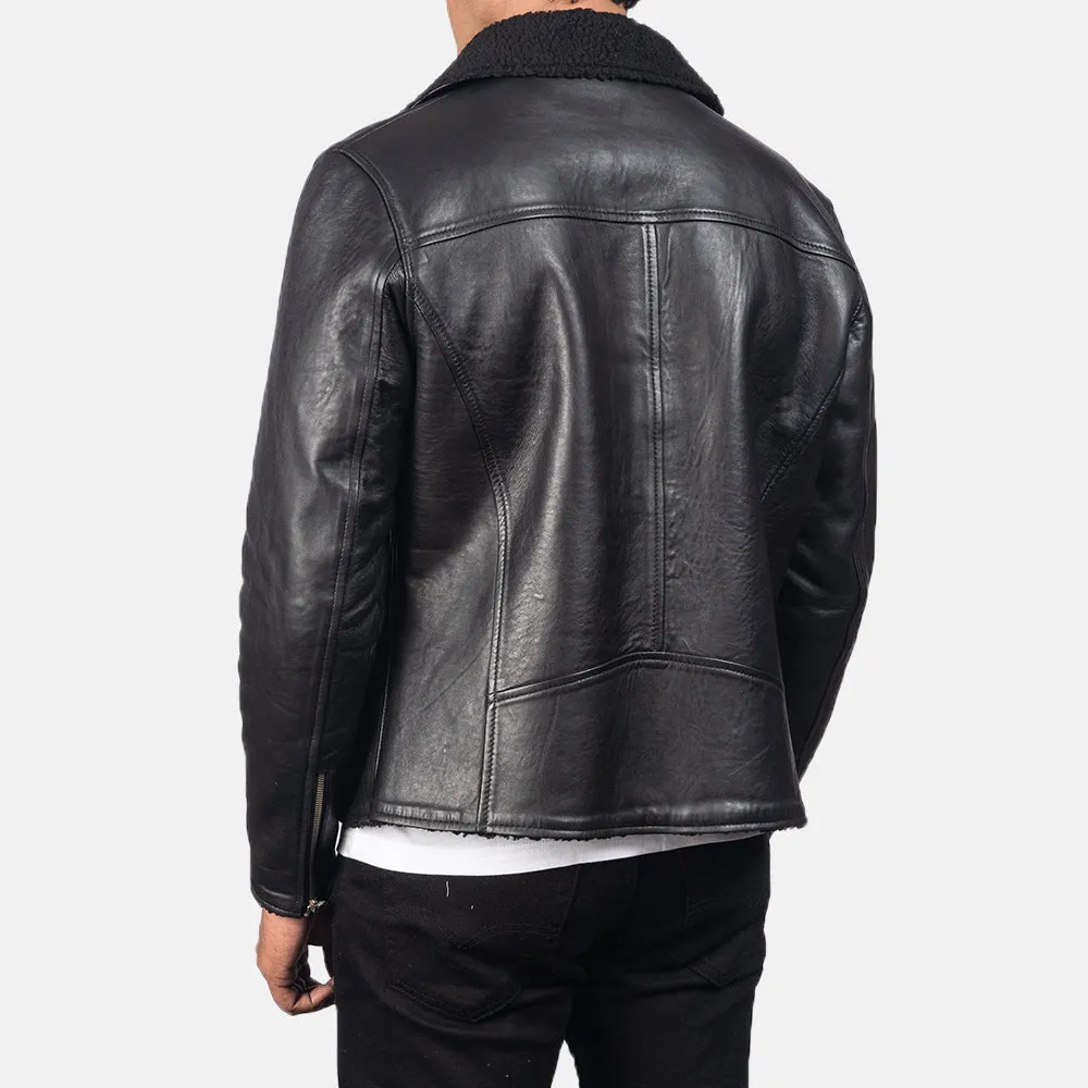 Alberto Shearling Black Leather Jacket