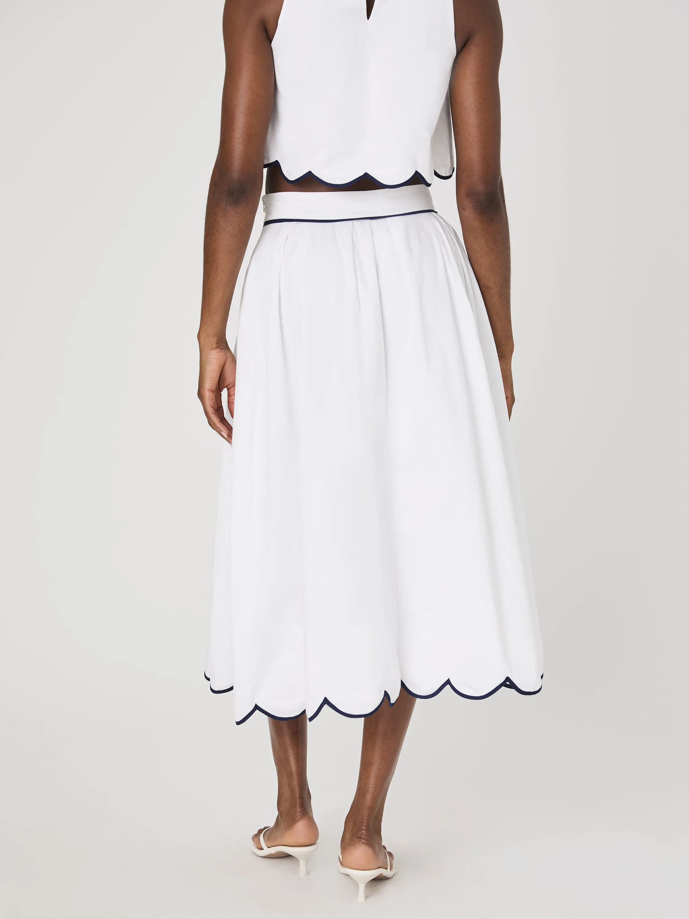 Alexis Cotton Scallop Midi Skirt