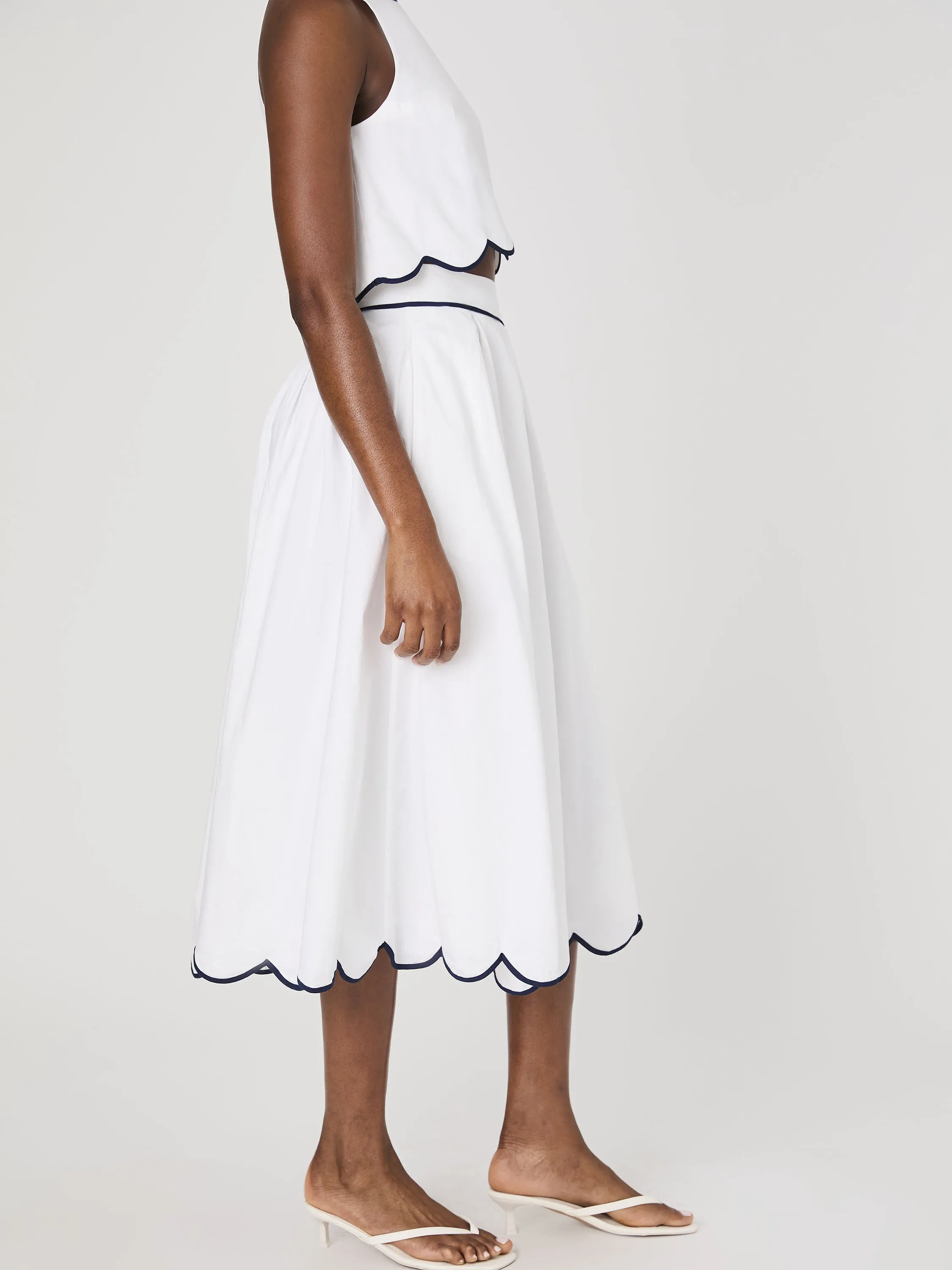 Alexis Cotton Scallop Midi Skirt