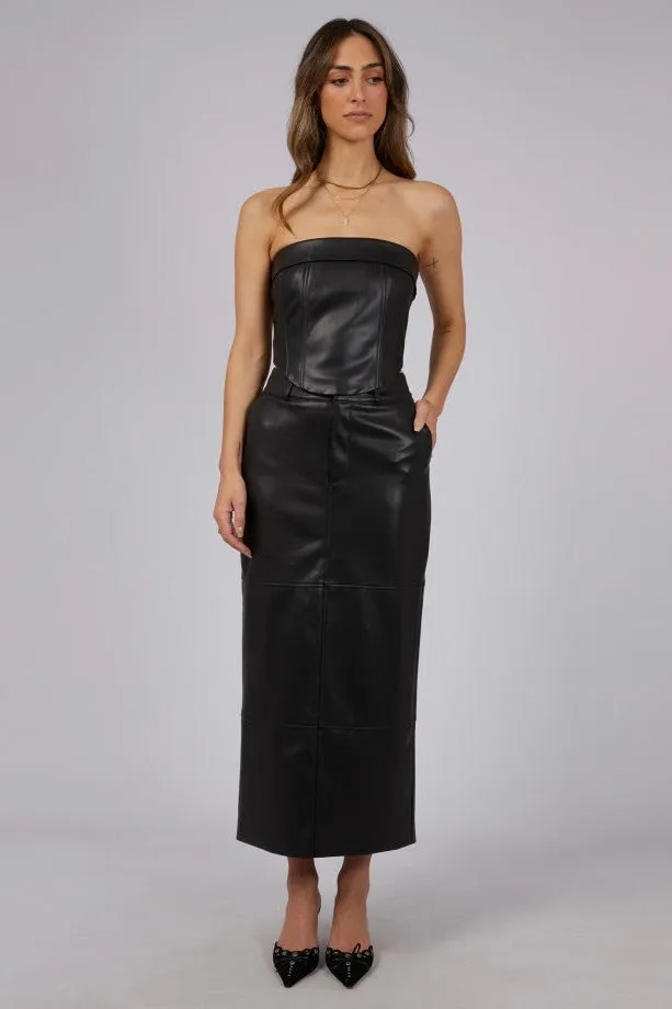 Alice Black Faux Leather Maxi Skirt