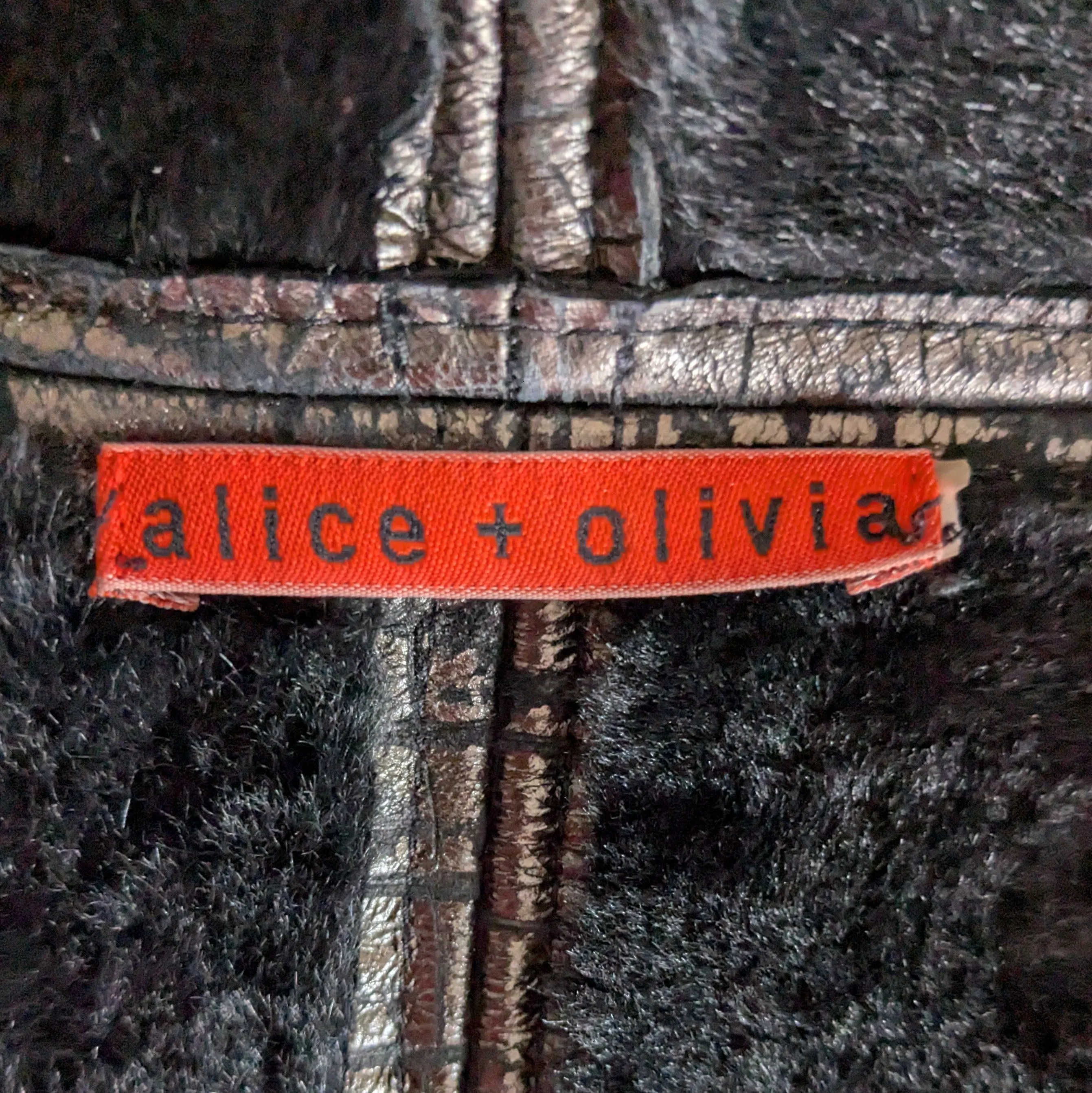 Alice   Olivia Shearling Moto Jacket Size Small