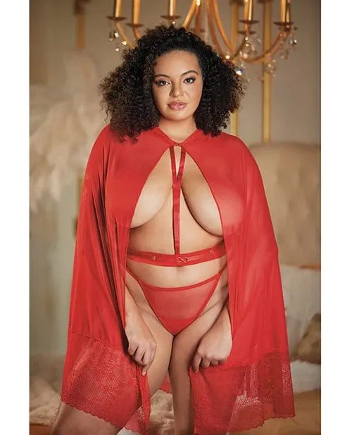 Allure Lace & Mesh Cape with attached Waist Belt (g-string Not Included) One Size Fits Most Curvy