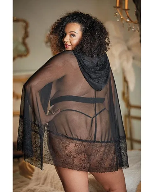 Allure Lace & Mesh Cape with attached Waist Belt (g-string Not Included) One Size Fits Most Curvy