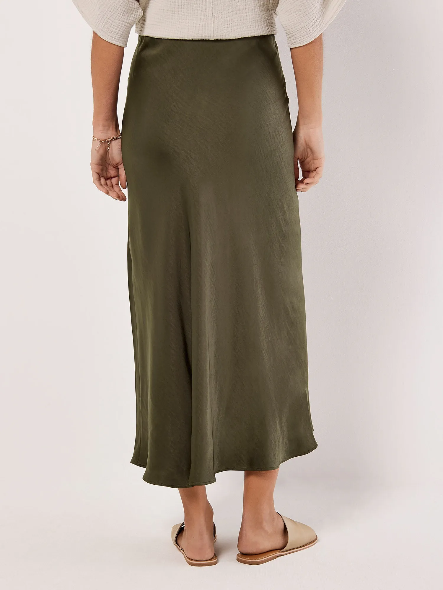 Apricot Satin Bias Maxi Skirt