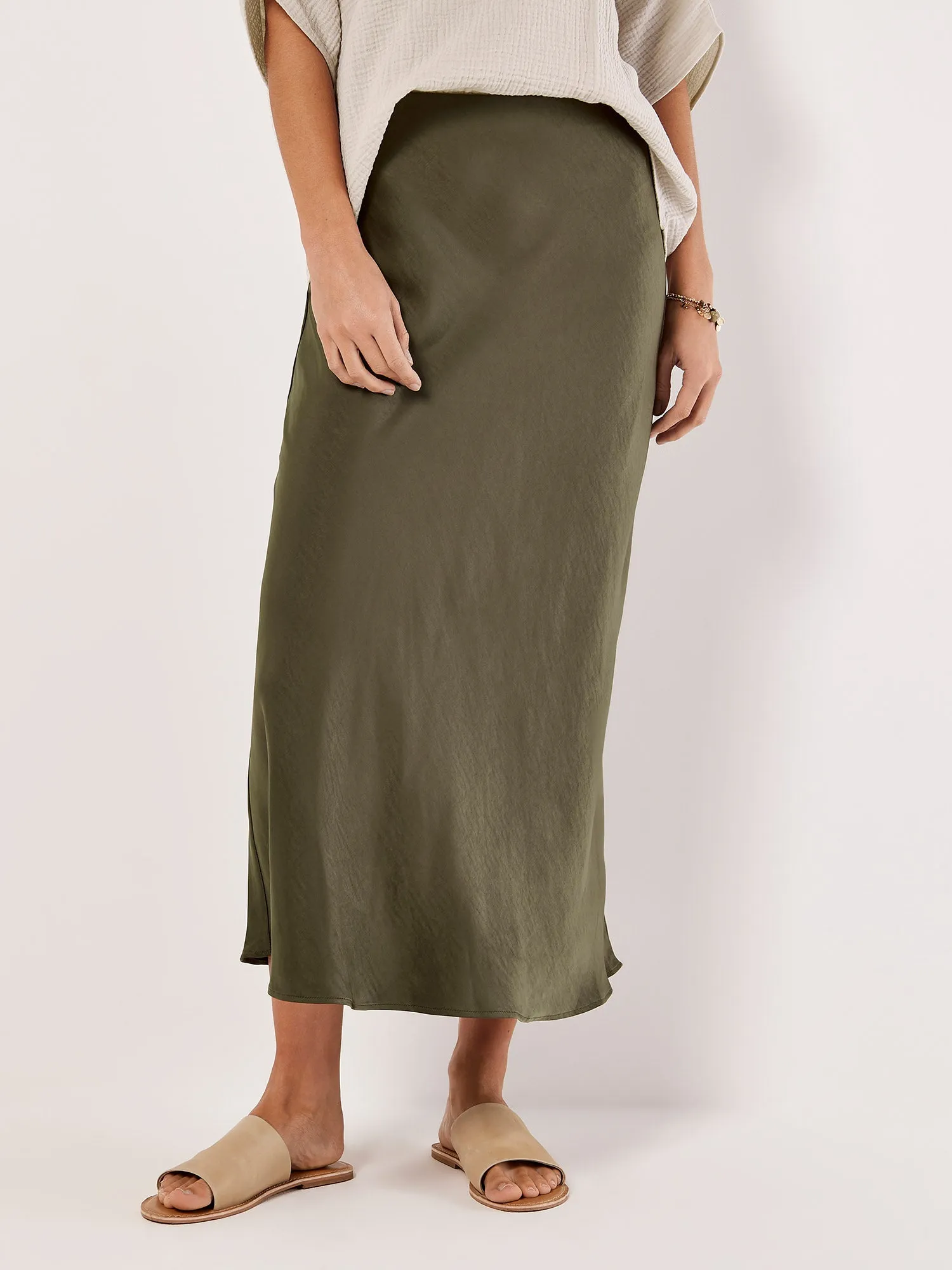 Apricot Satin Bias Maxi Skirt