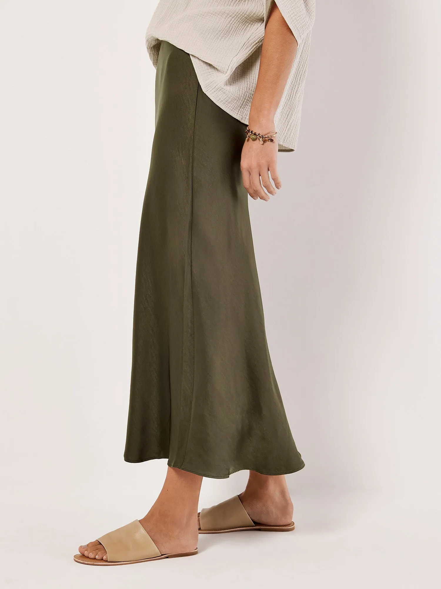 Apricot Satin Bias Maxi Skirt