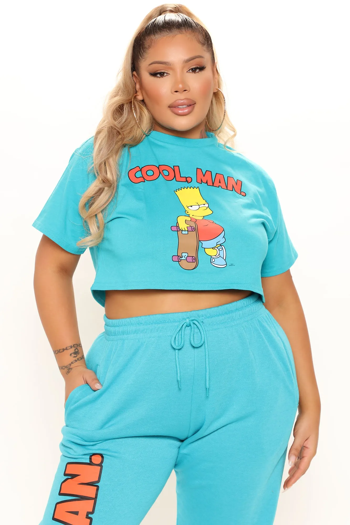 Aye Carumba Bart Simpson Crop Top - Blue