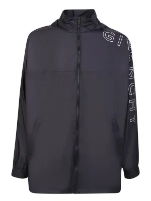 Black nylon track jacket