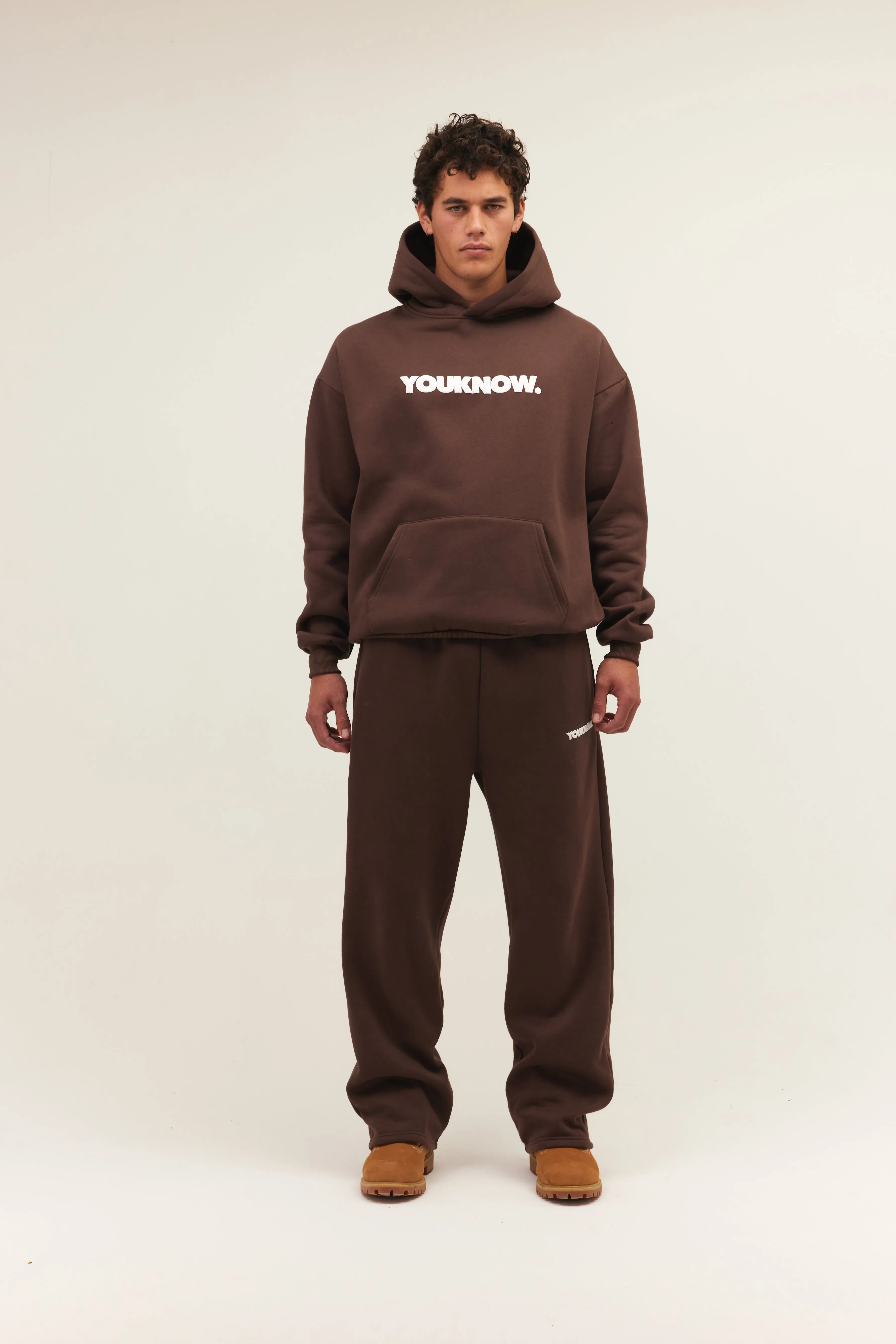 BLOCK WIDE-LEG SWEATPANTS | BROWN