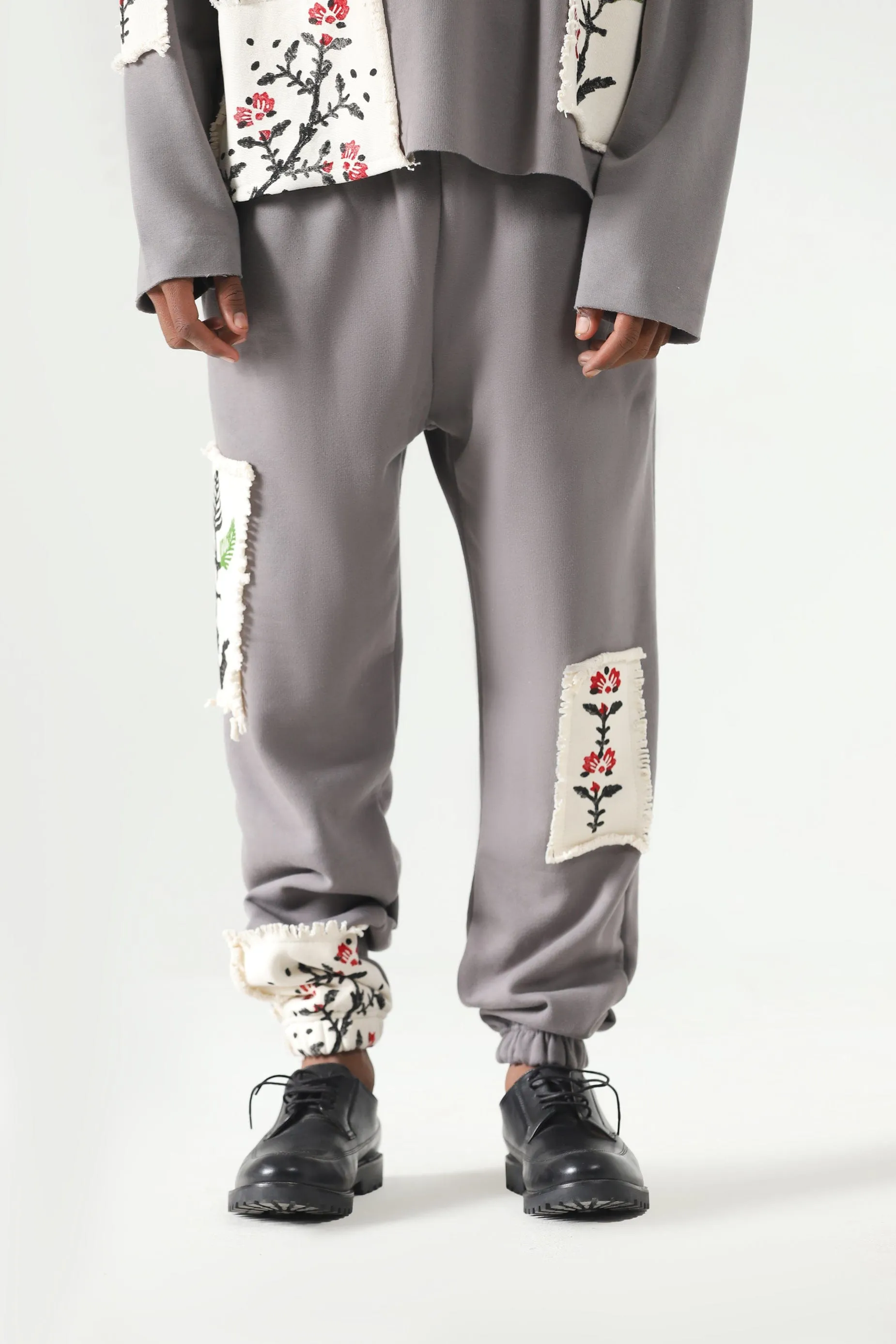 BLOCKPRINT CHARCOAL SWEATPANTS