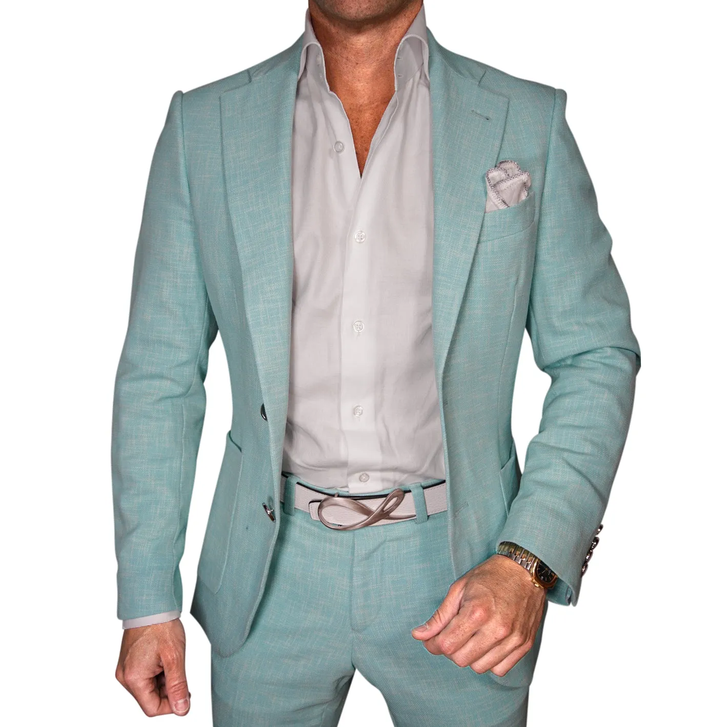 Blu Ciano Lino Tweed Sport Jacket