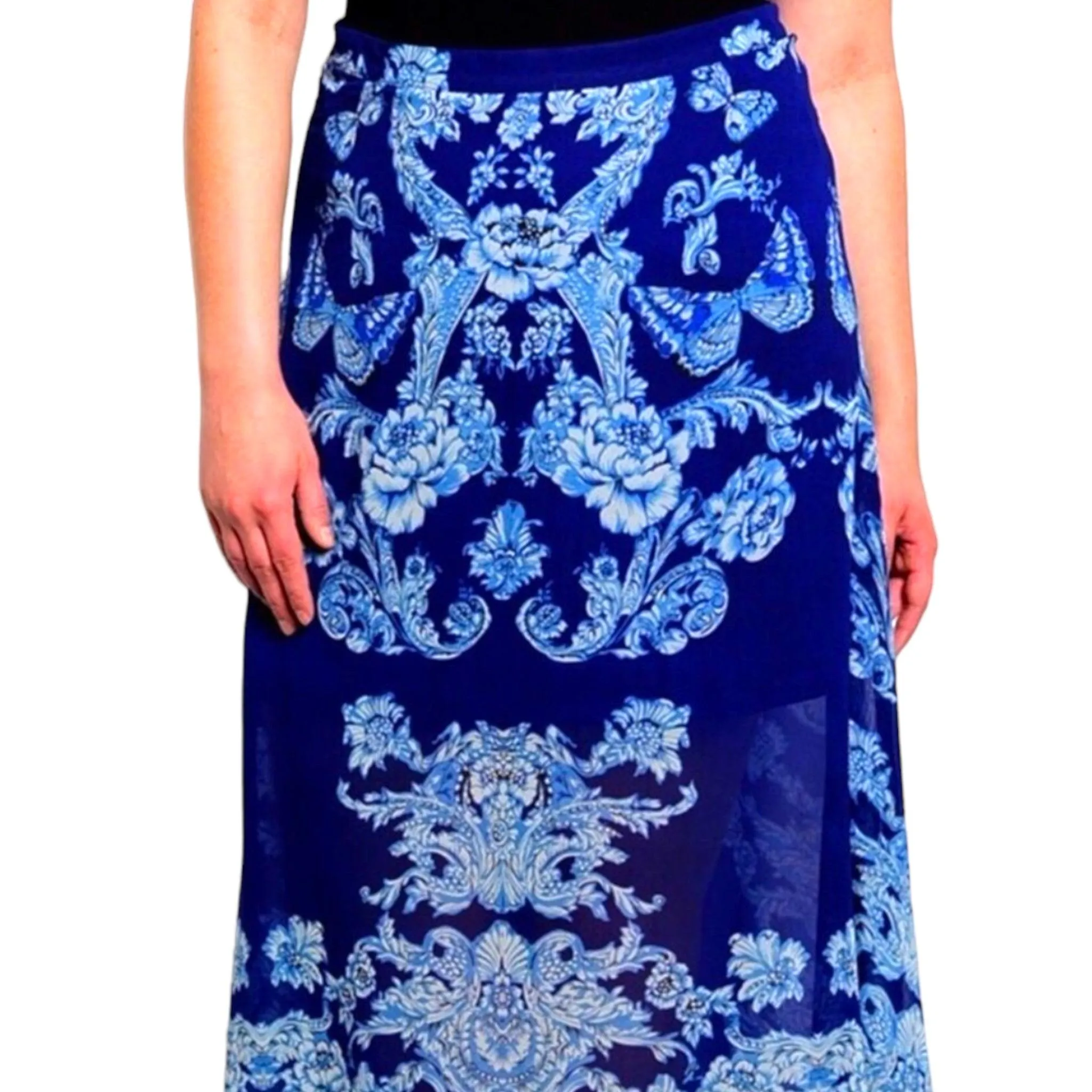 Blue Floral Maxi Skirt