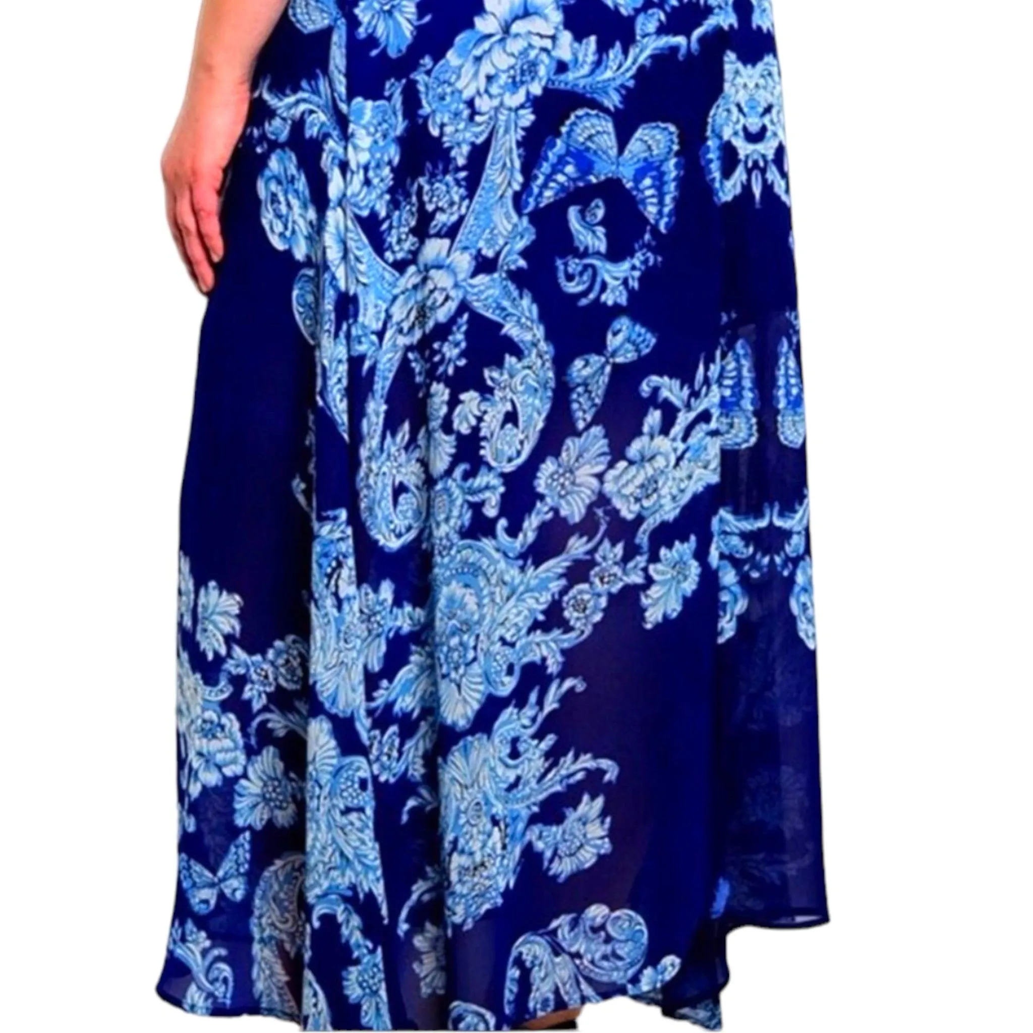 Blue Floral Maxi Skirt