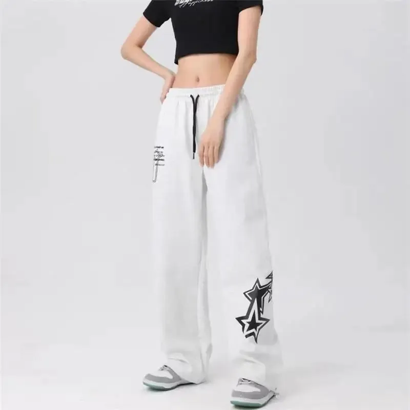 Bonnyshow Gray Sweatpants for Women Autumn New Baggy Fashion Oversize Sports Pants Streetwear Jogger Trousers Female