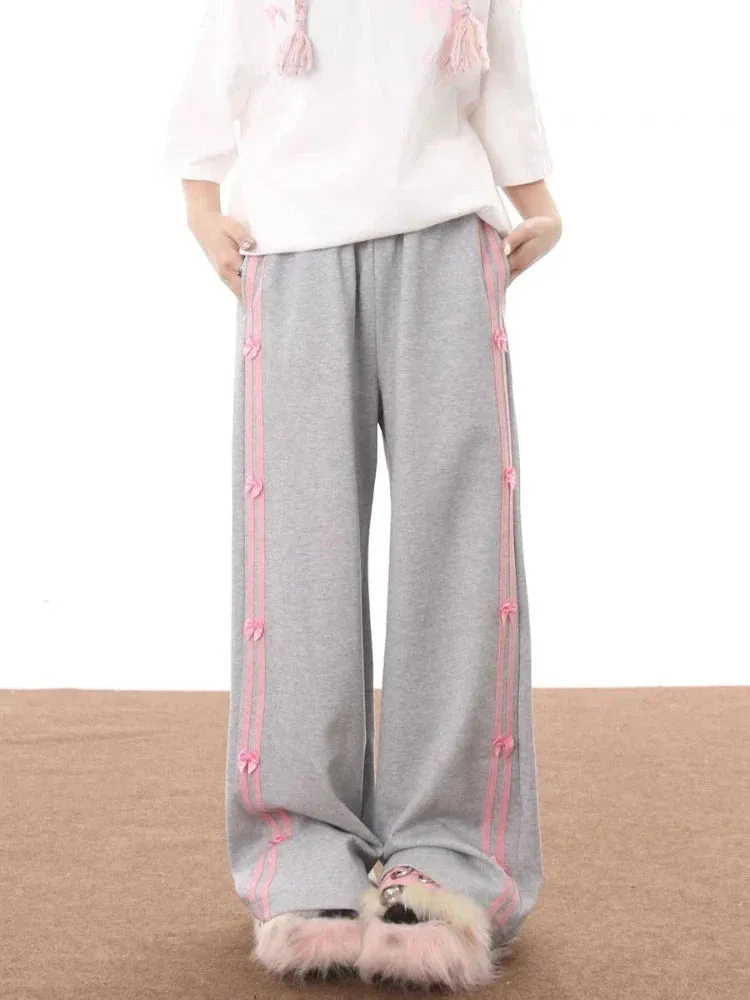 Bow Elegant Striped Joggers