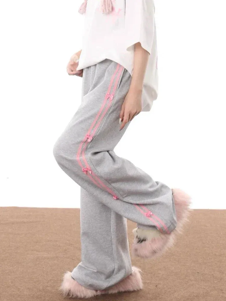 Bow Elegant Striped Joggers