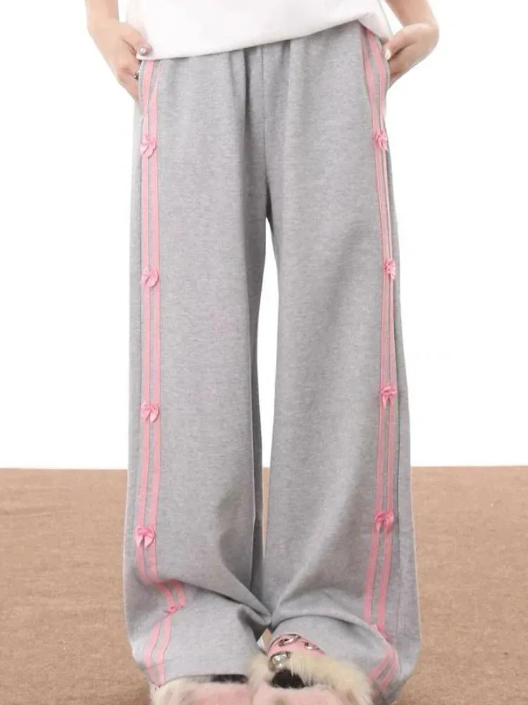 Bow Elegant Striped Joggers