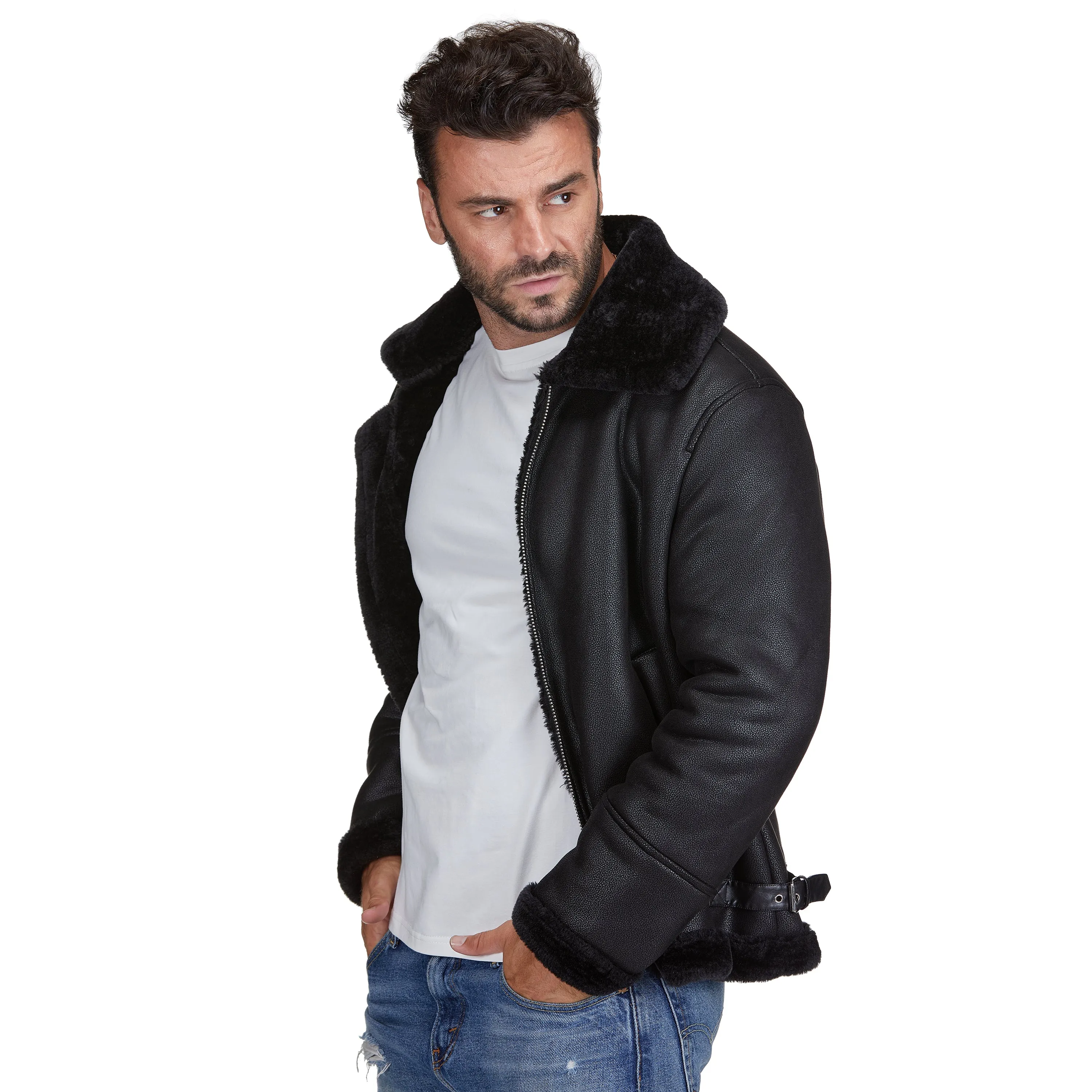 Braveman Faux Shearling Bomber Jacket