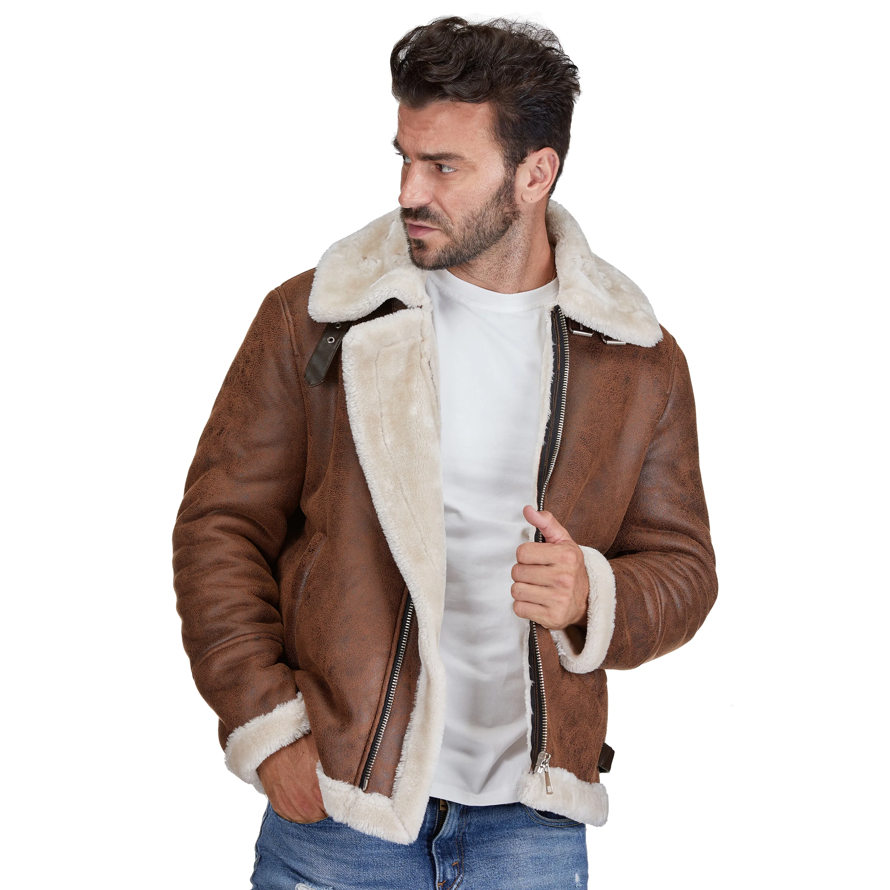 Braveman Faux Shearling Bomber Jacket