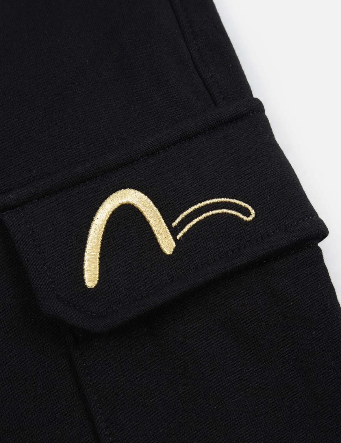 Brush Effect Logo Embroidery Cargo Sweatpants