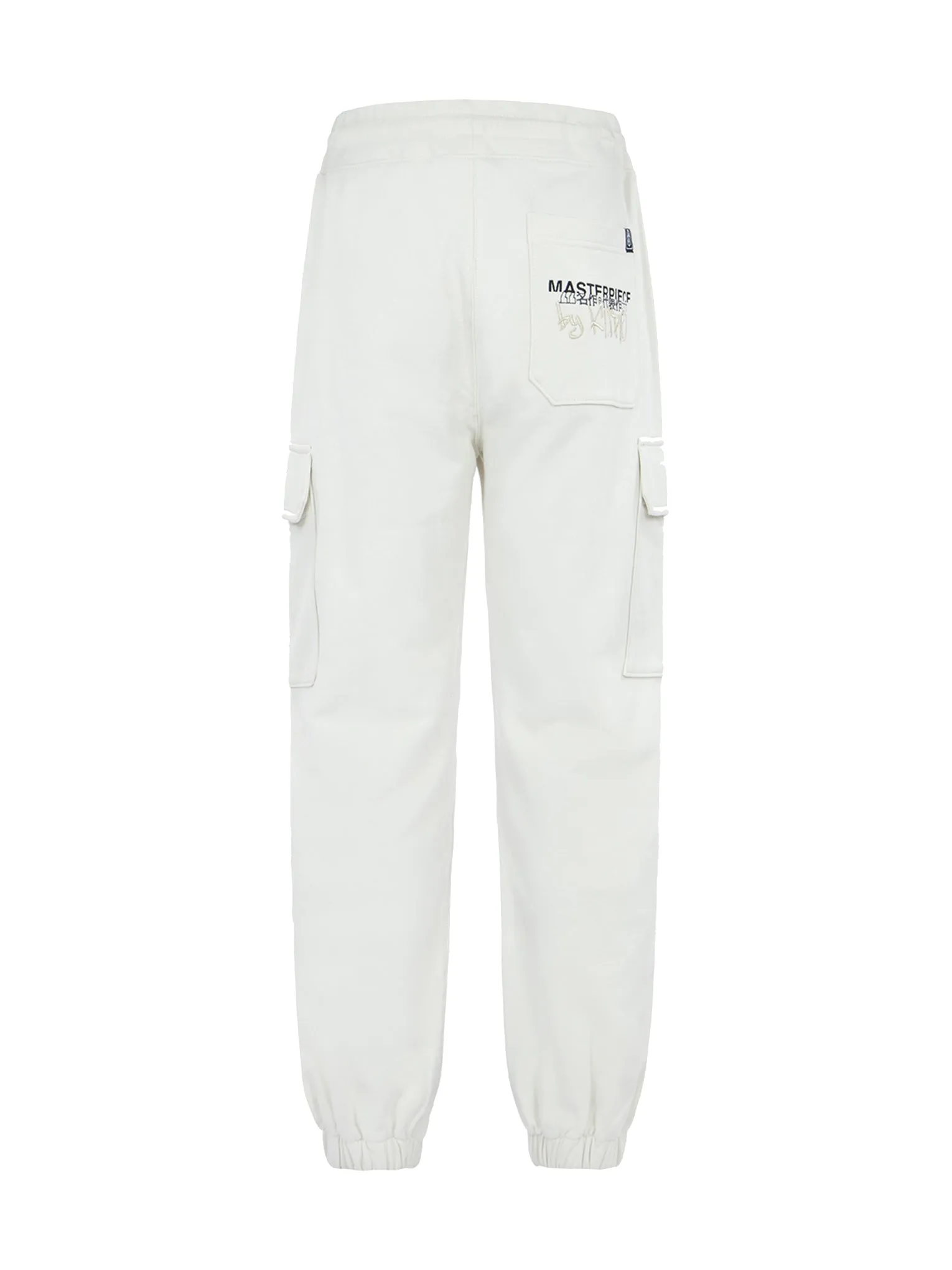 Brush Effect Logo Embroidery Cargo Sweatpants