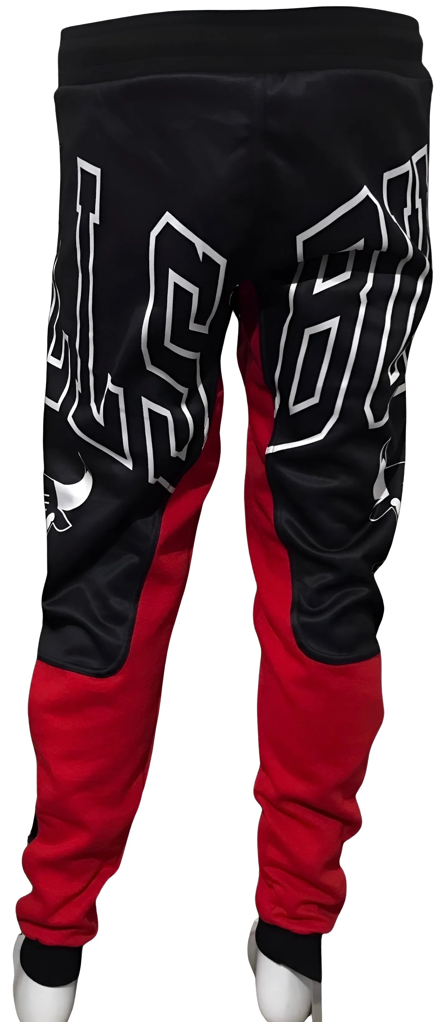 ^BULLS^ *CUT & SEW* LUXURY JOGGER SWEATPANTS (BLACK-RED)