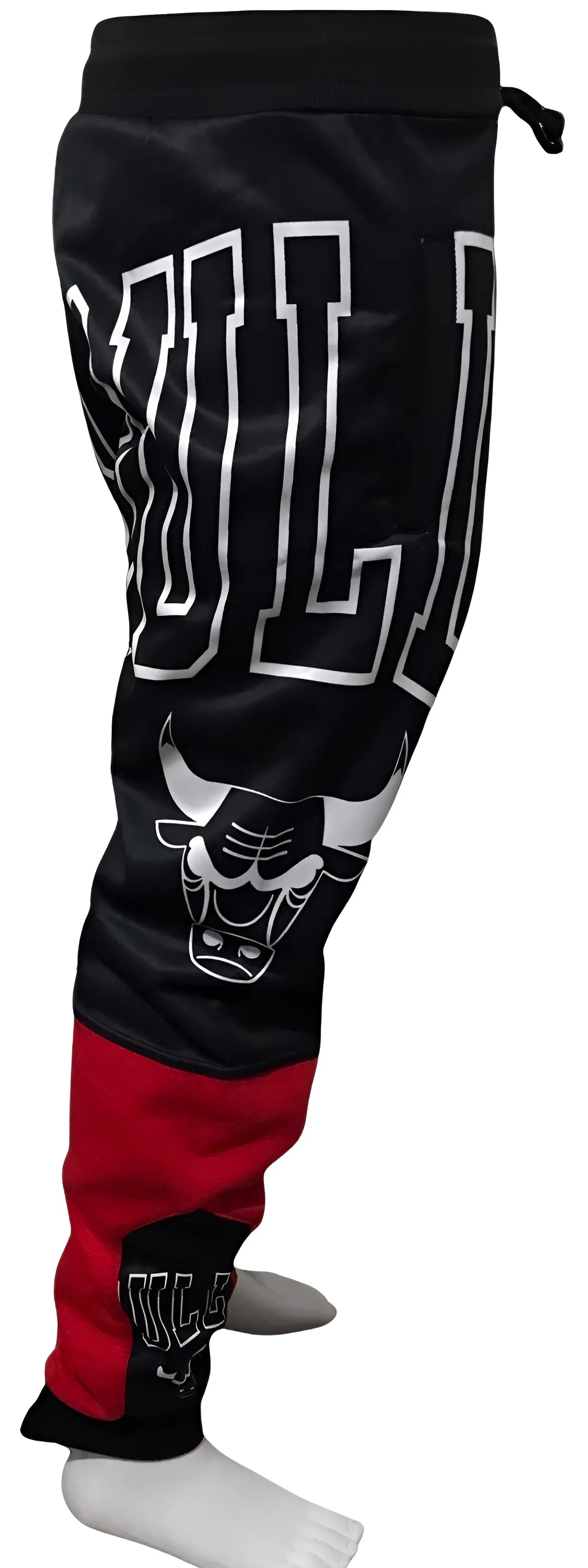 ^BULLS^ *CUT & SEW* LUXURY JOGGER SWEATPANTS (BLACK-RED)