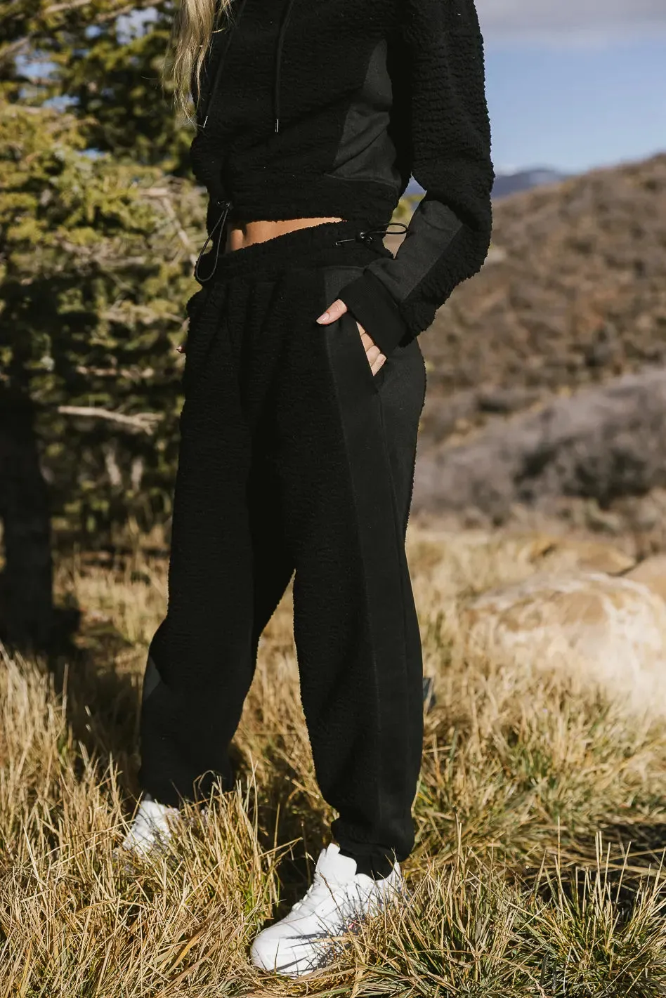 Callie Sherpa Joggers in Black - FINAL SALE