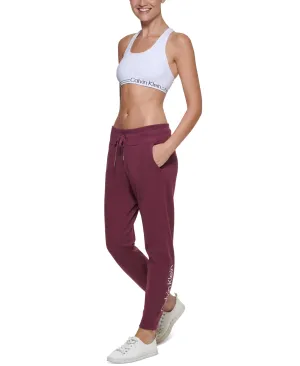 Calvin Klein Performance Women's Logo Rib-Trim Jogger Pants, Plum, M