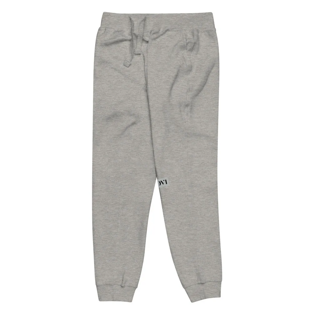 Capital H's Unisex Fleece Sweatpants (Black Hoovi Print) Grey & Black Logo