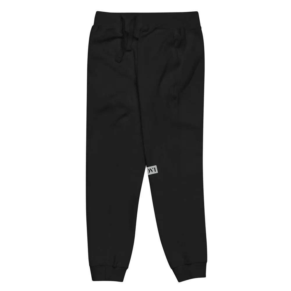 Capital H's Unisex Fleece Sweatpants (Black Hoovi Print) Grey & Black Logo