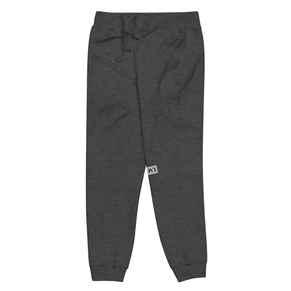 Capital H's Unisex Fleece Sweatpants (Black Hoovi Print) Grey & Black Logo