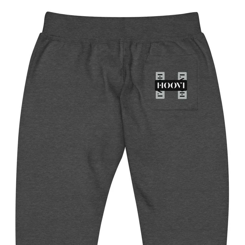 Capital H's Unisex Fleece Sweatpants (Black Hoovi Print) Grey & Black Logo