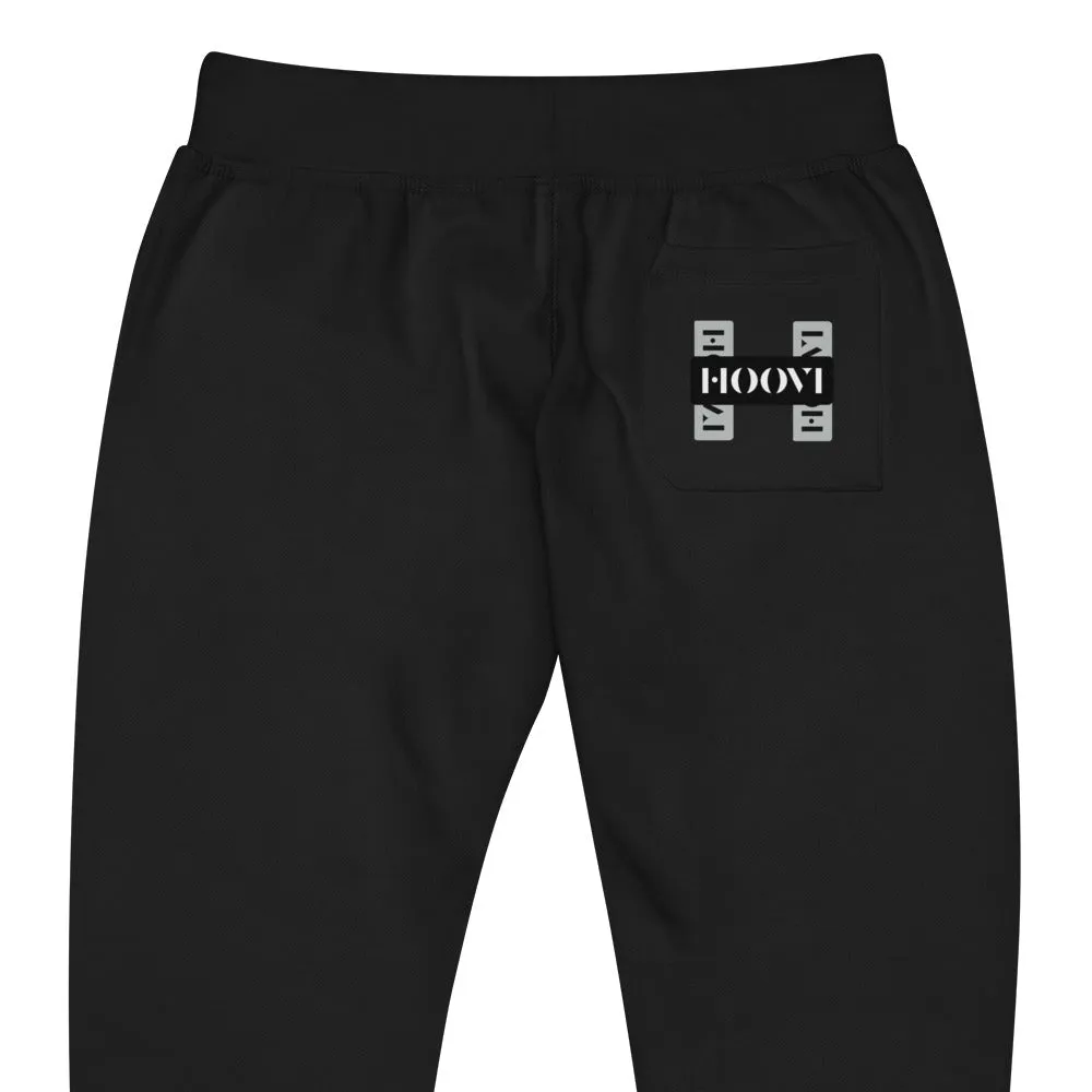 Capital H's Unisex Fleece Sweatpants (Black Hoovi Print) Grey & Black Logo