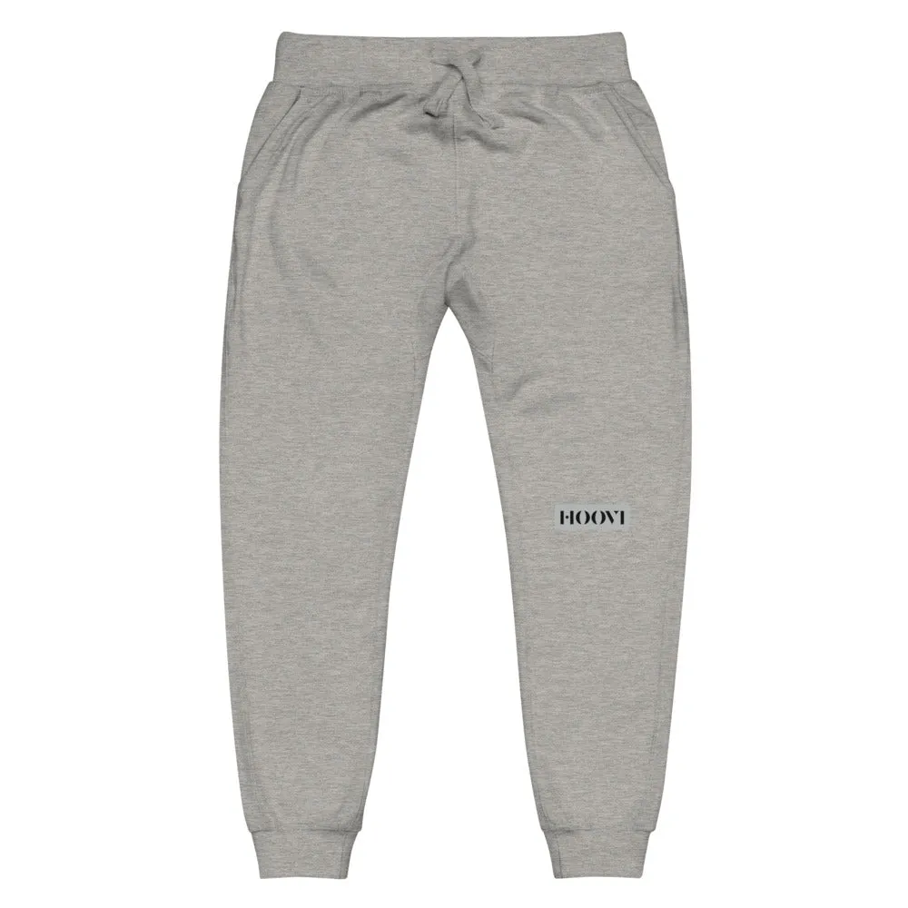 Capital H's Unisex Fleece Sweatpants (Black Hoovi Print) Grey & Black Logo