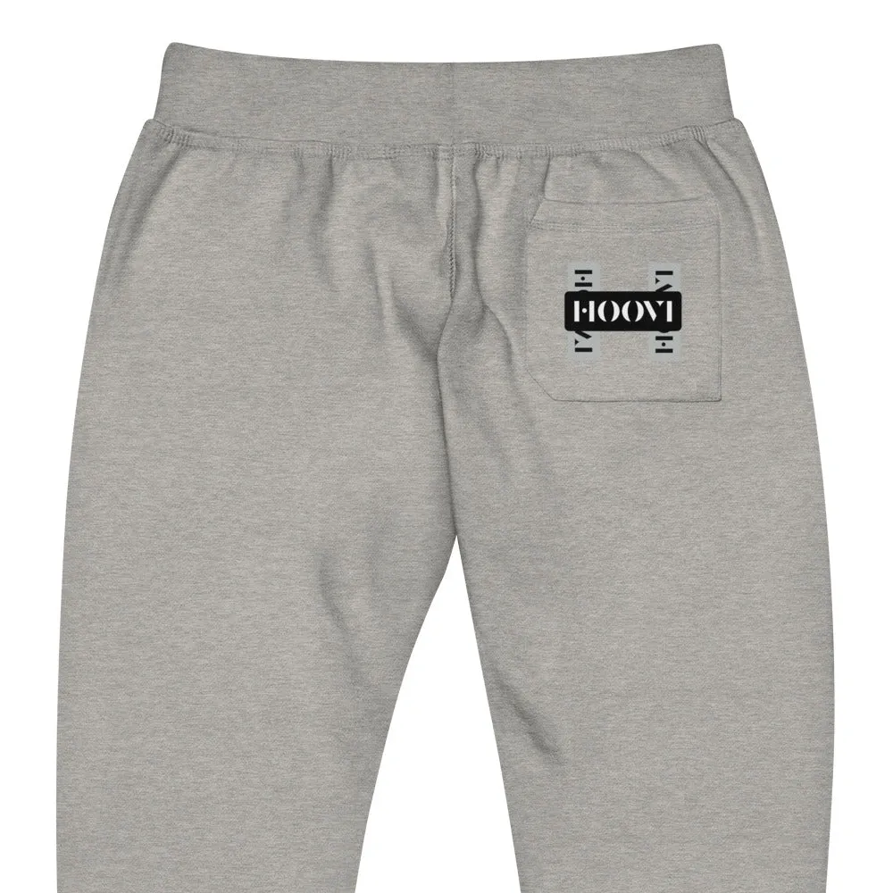 Capital H's Unisex Fleece Sweatpants (Black Hoovi Print) Grey & Black Logo