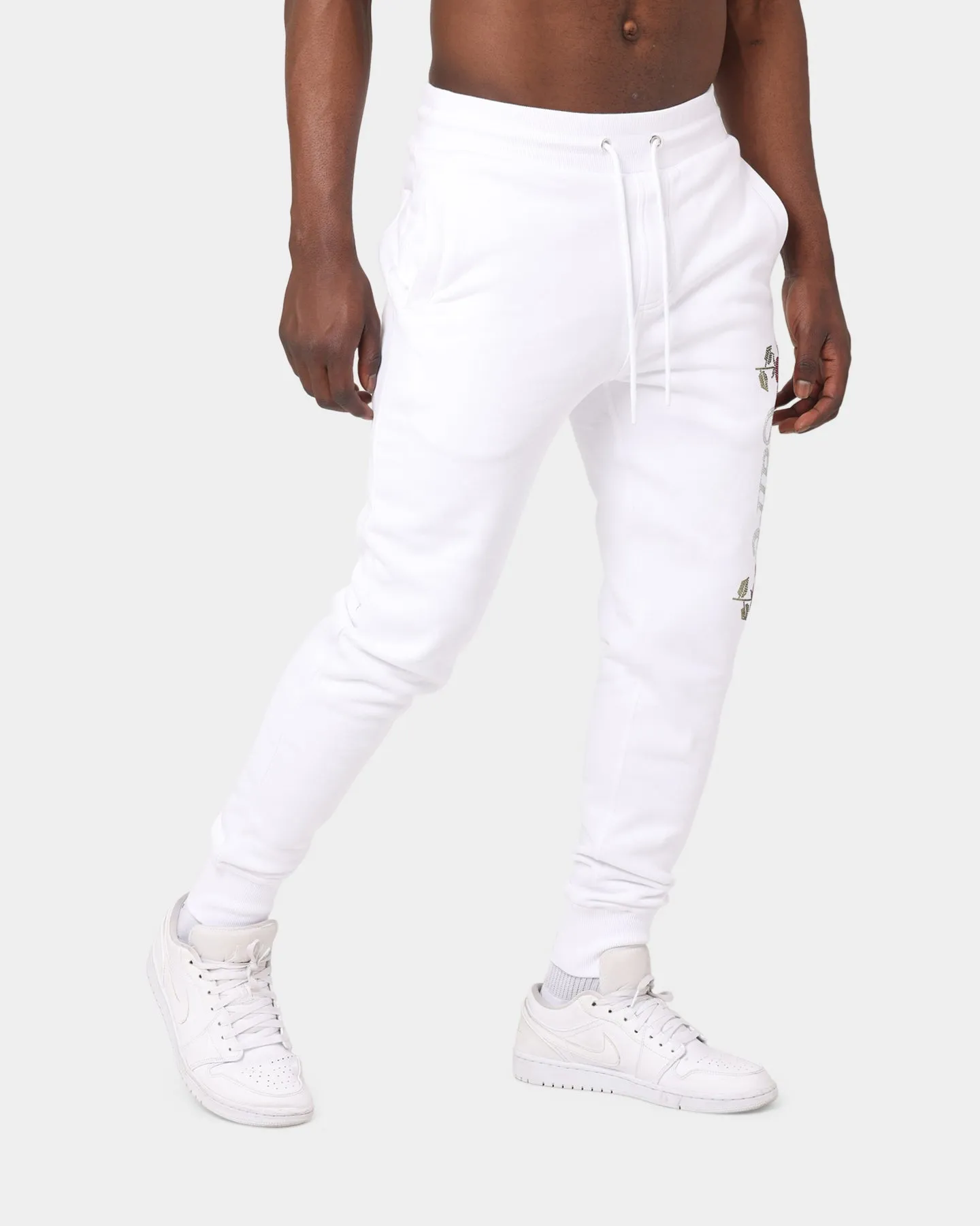 Carré Rhinestone Rose Sweatpants White