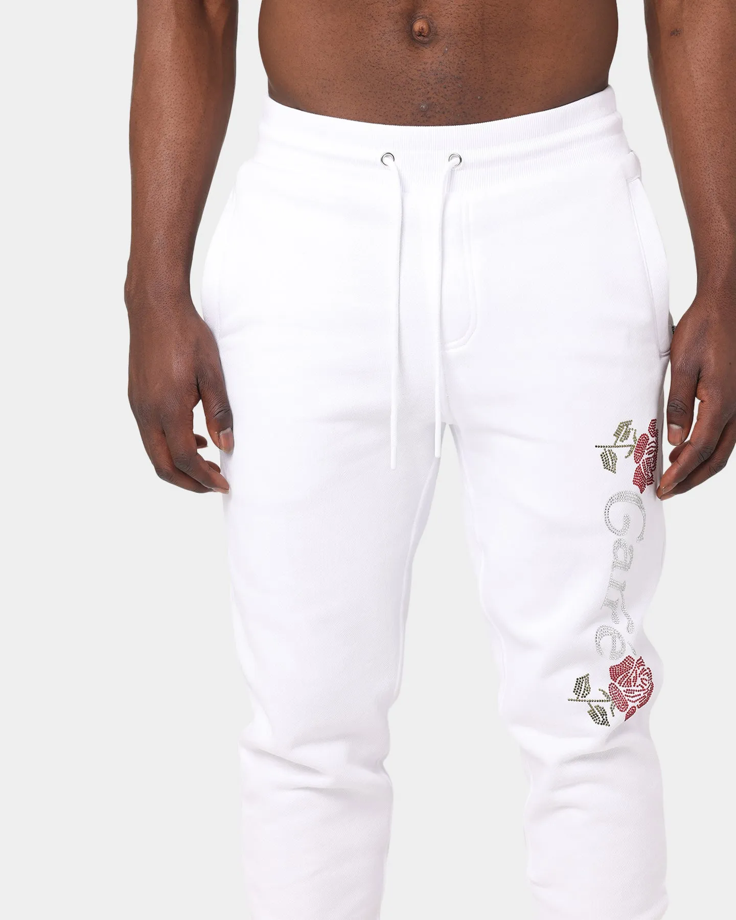 Carré Rhinestone Rose Sweatpants White