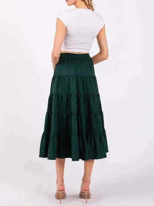 Coastal Chic Tiered Maxi Skirt with Pockets (Assorted Colors)