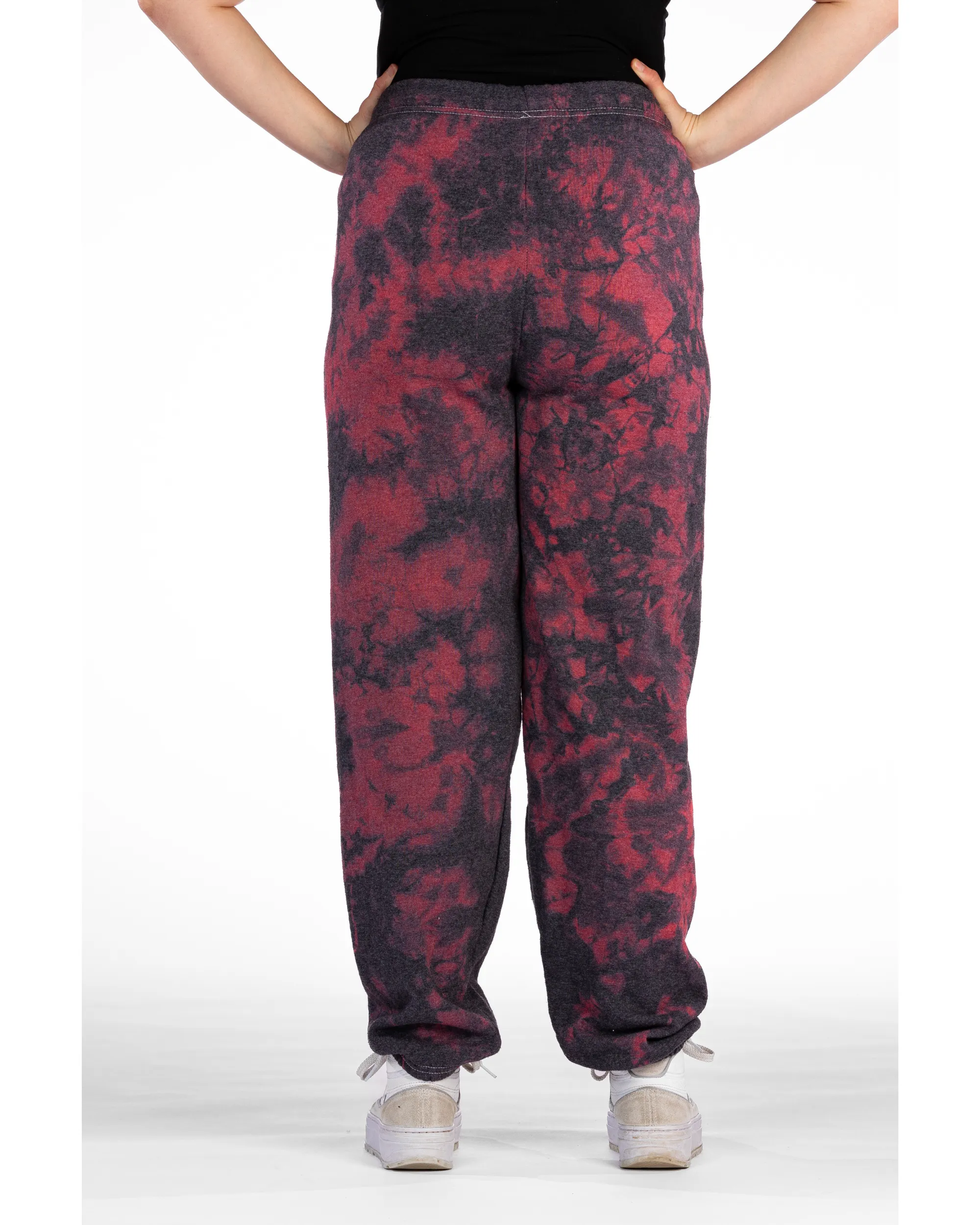 Crystal Dye Essential Fleece Sweatpants - Black/Red