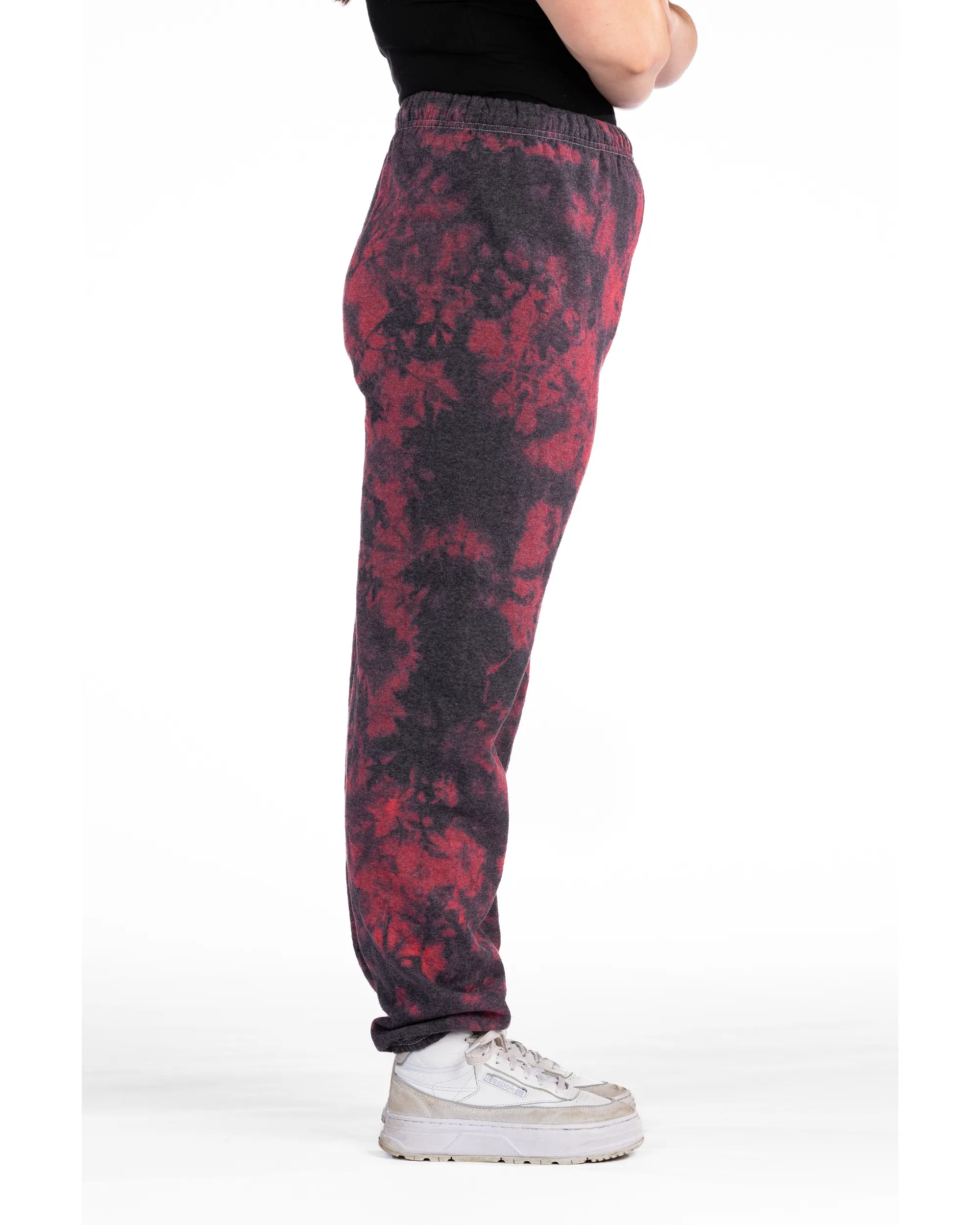 Crystal Dye Essential Fleece Sweatpants - Black/Red