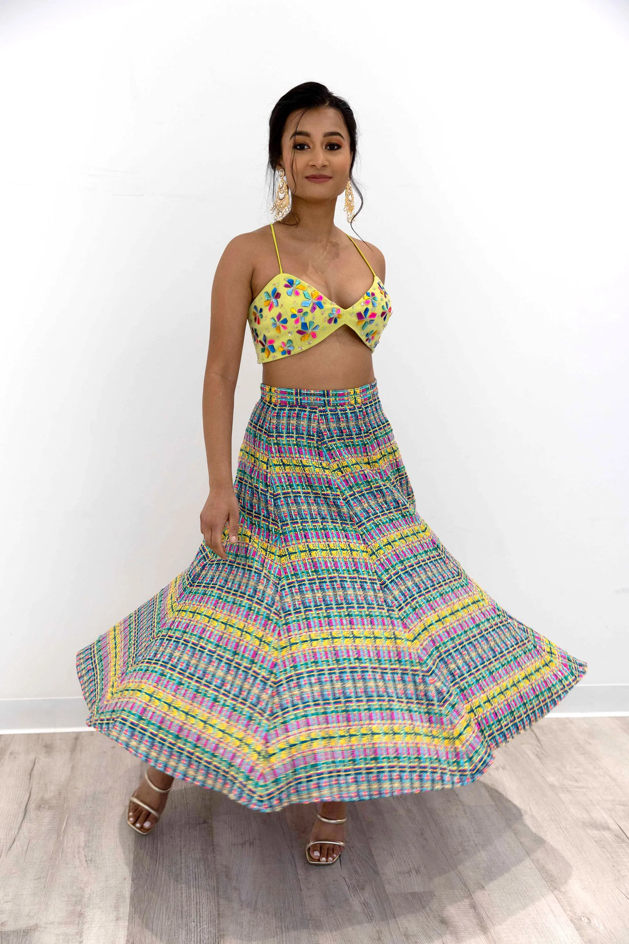 DAVI Tweed Midi Lehenga Skirt