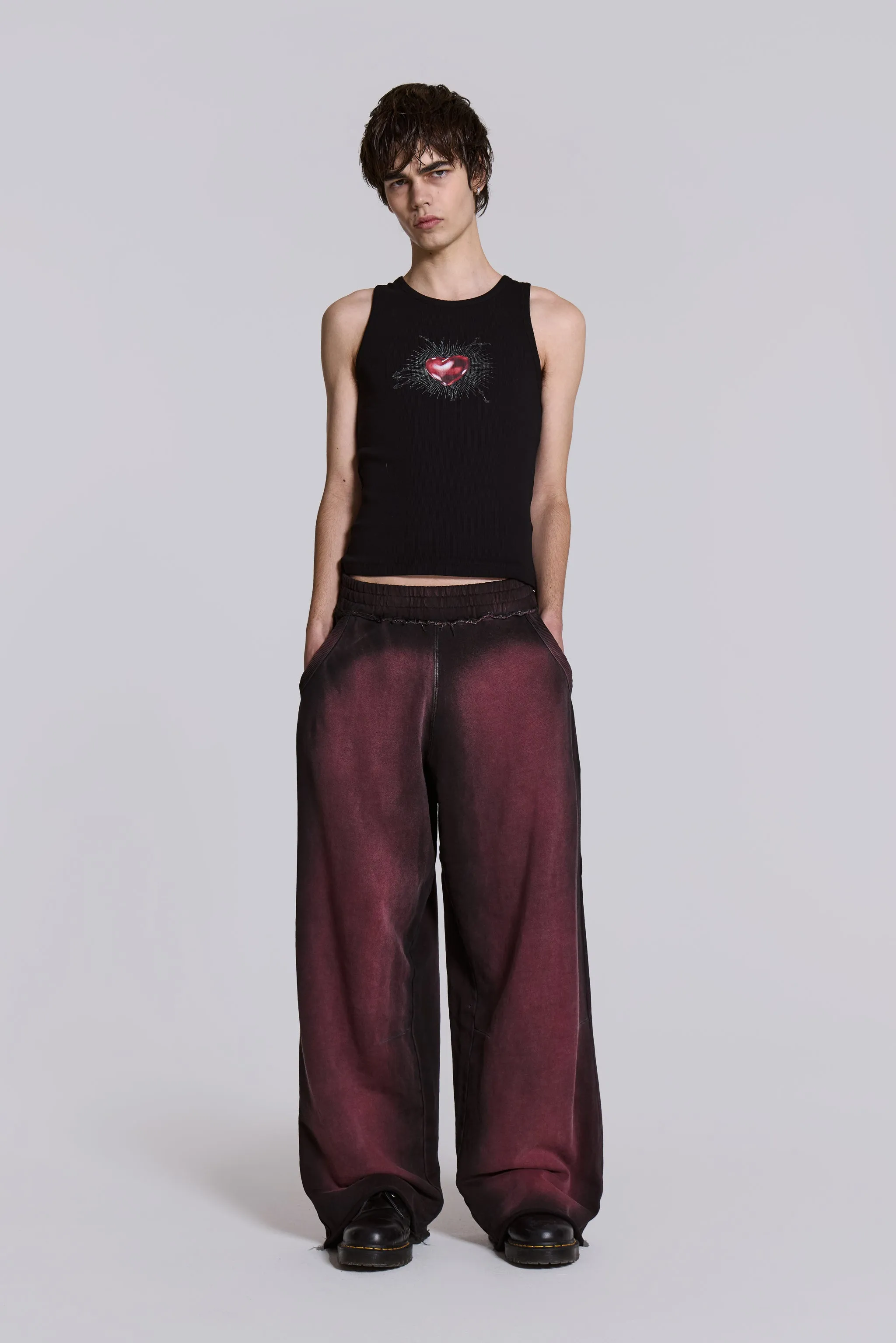 Deep Red Fade Baggy Monster Joggers